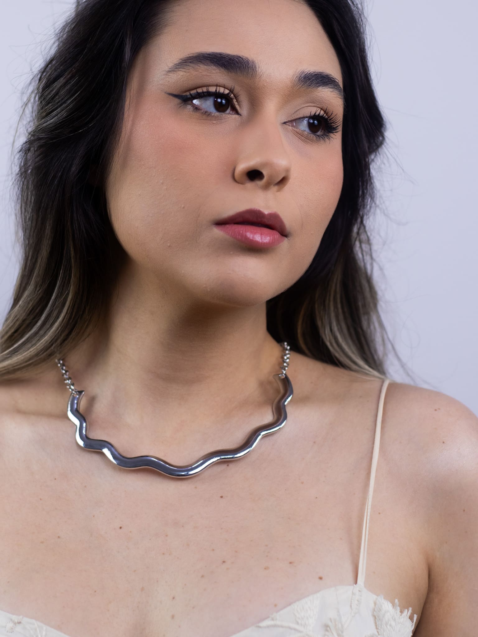 Colar Prata Aro Ondulado com Corrente