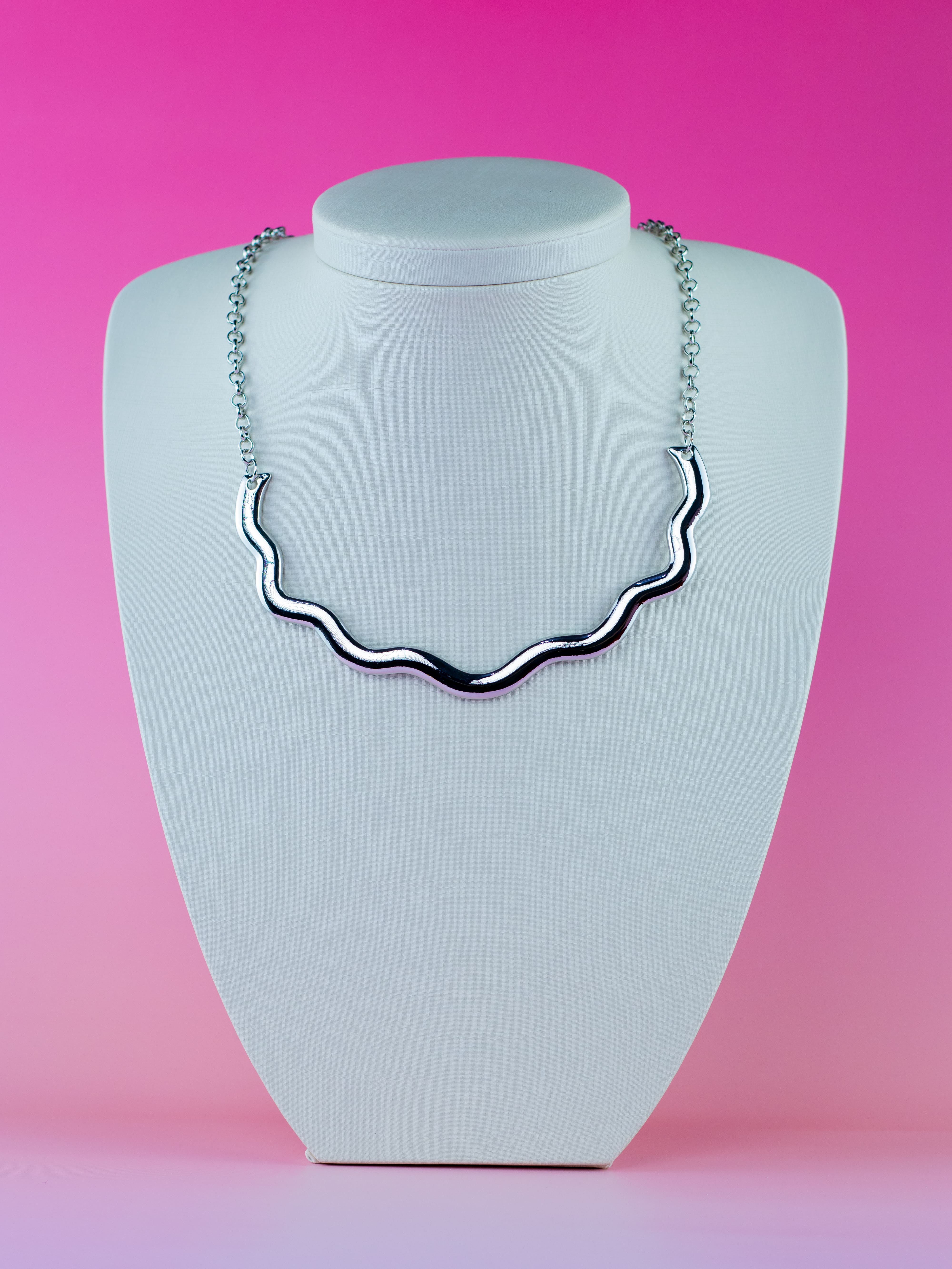 Colar Prata Aro Ondulado com Corrente