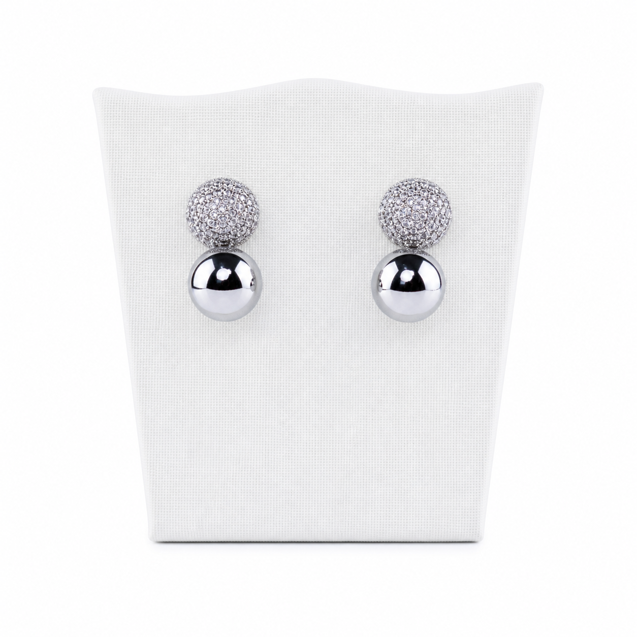 Brinco Esfera com Zircônia de Metal Prata