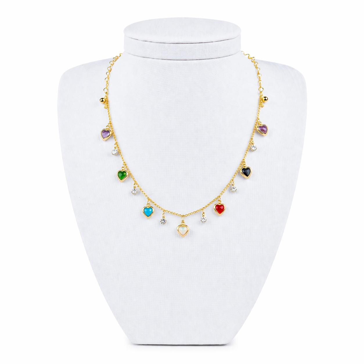 Choker Coração com Cristal Banhada a Ouro 18k