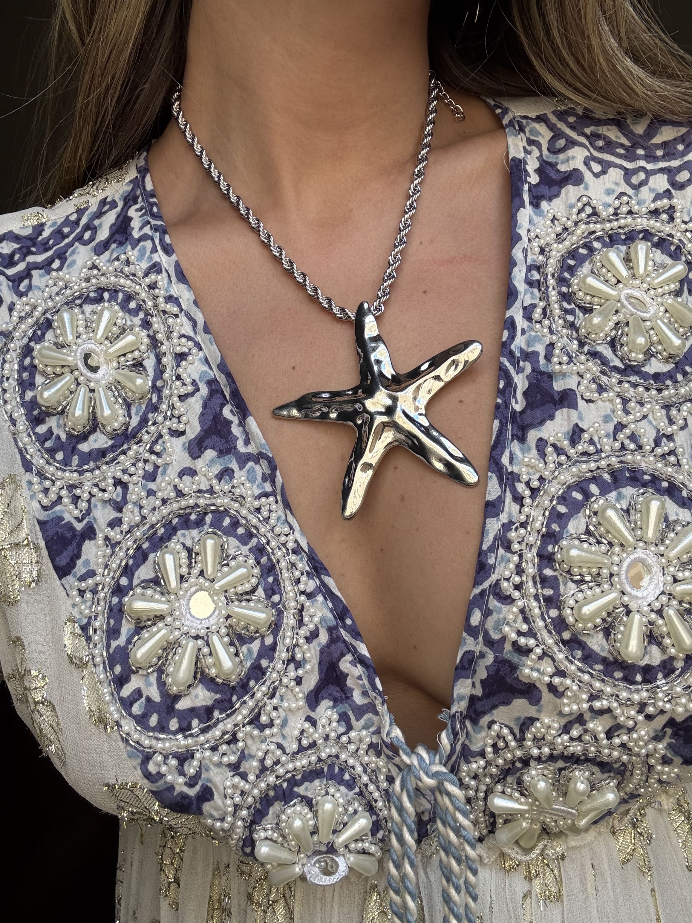 Colar Estrela do Mar Prateado