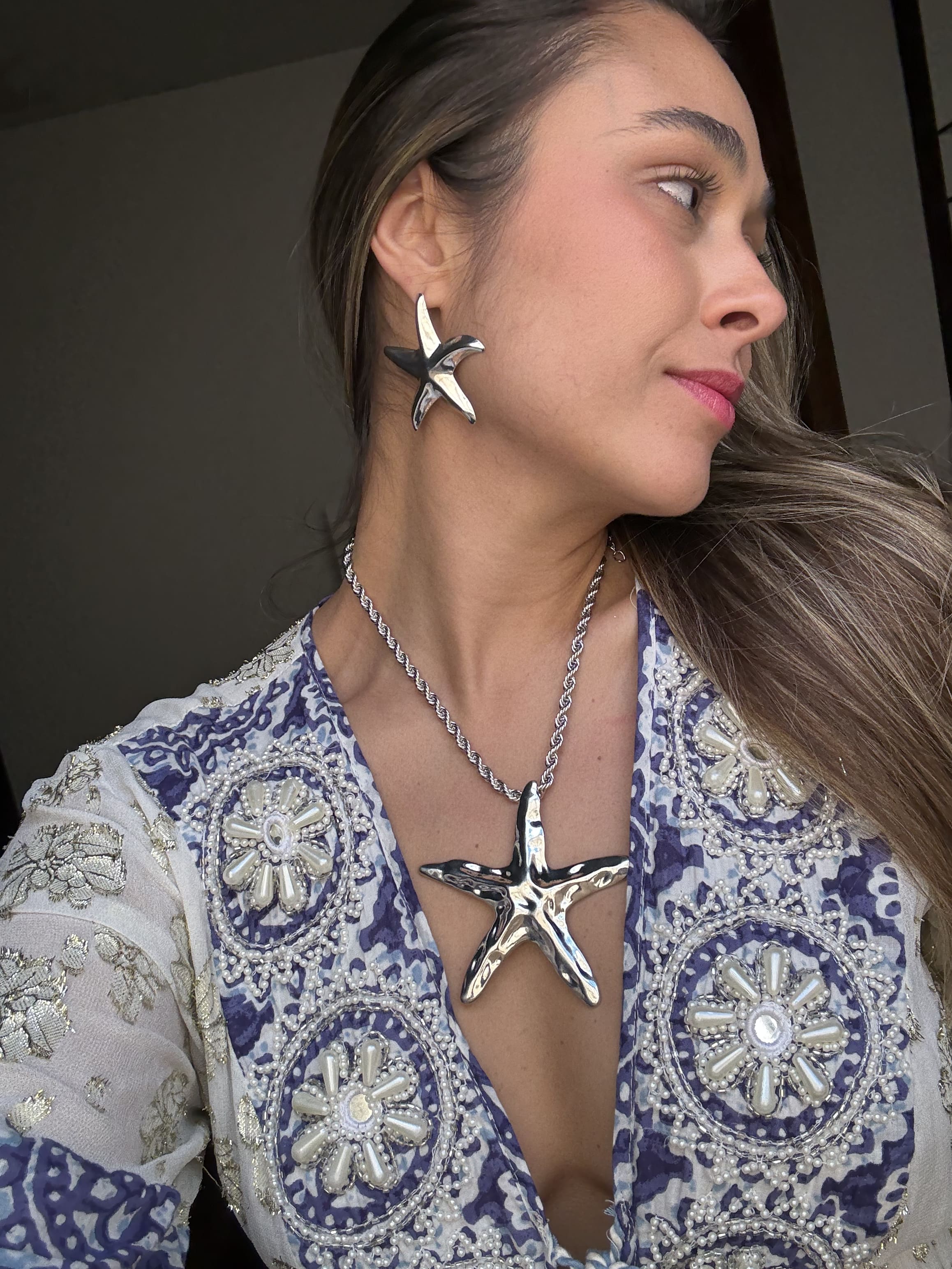 Colar Estrela do Mar Prateado