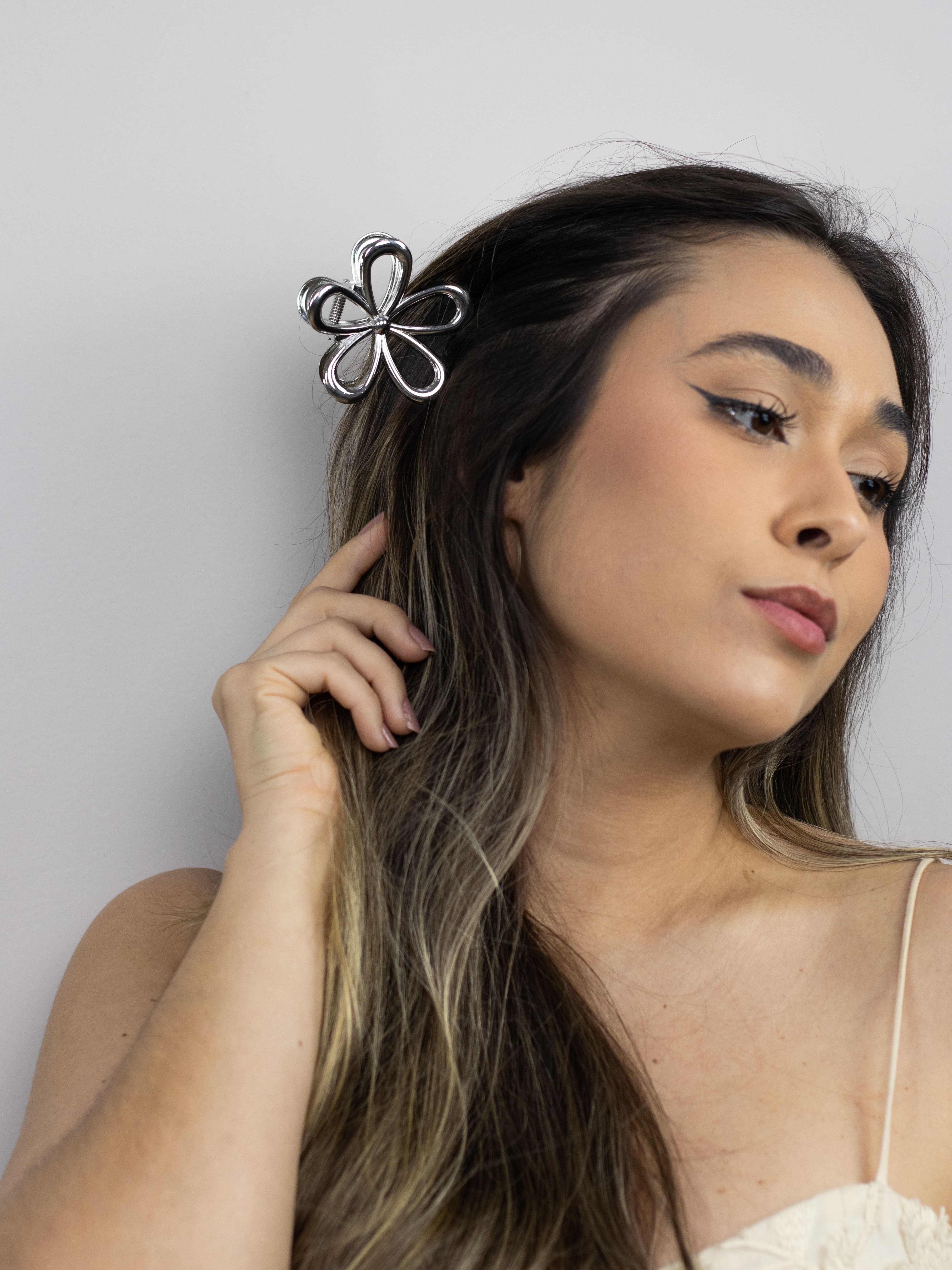 Piranha Flor de Metal Prata