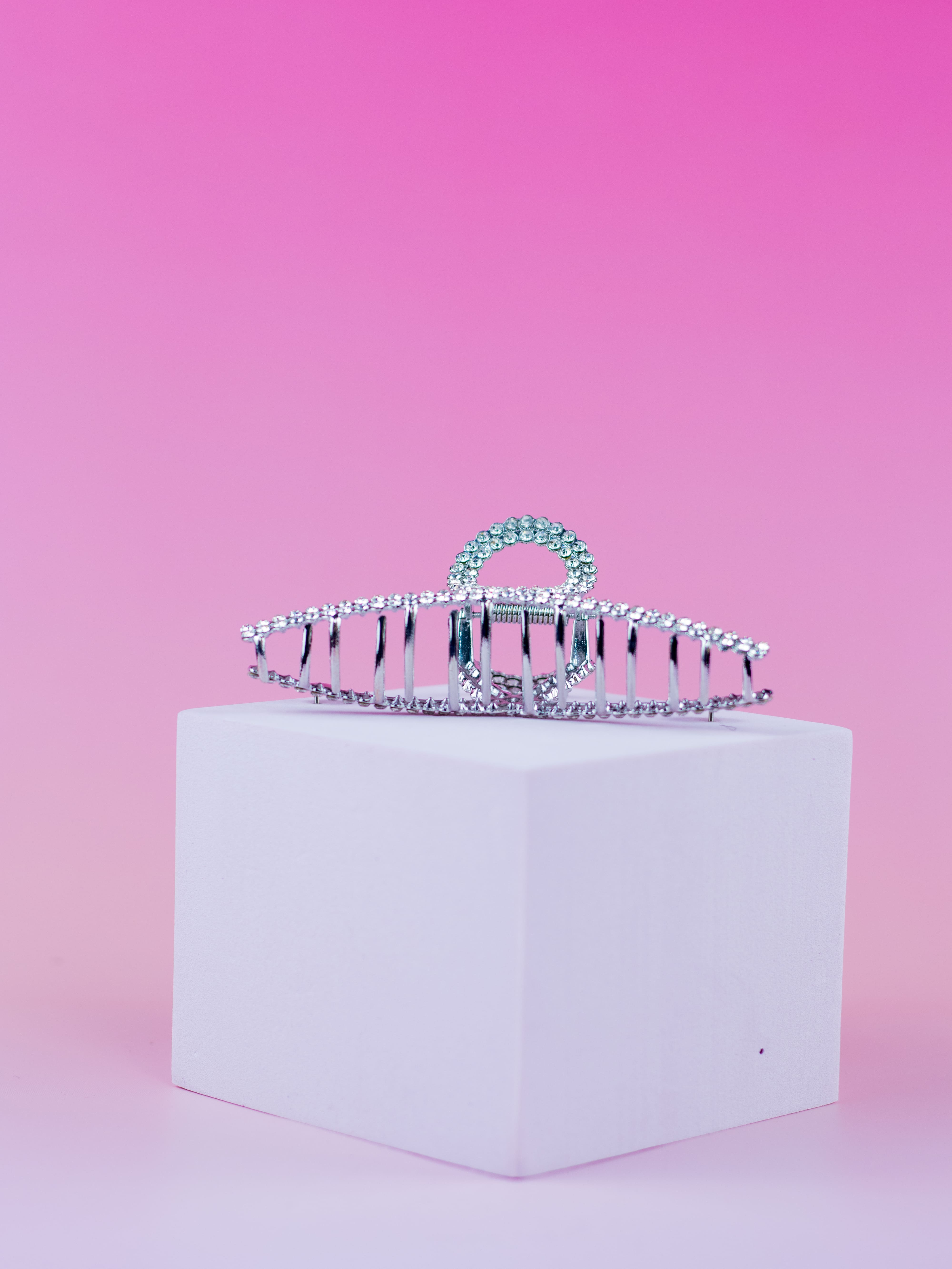 Piranha de Metal com Strass Clássica Prata G