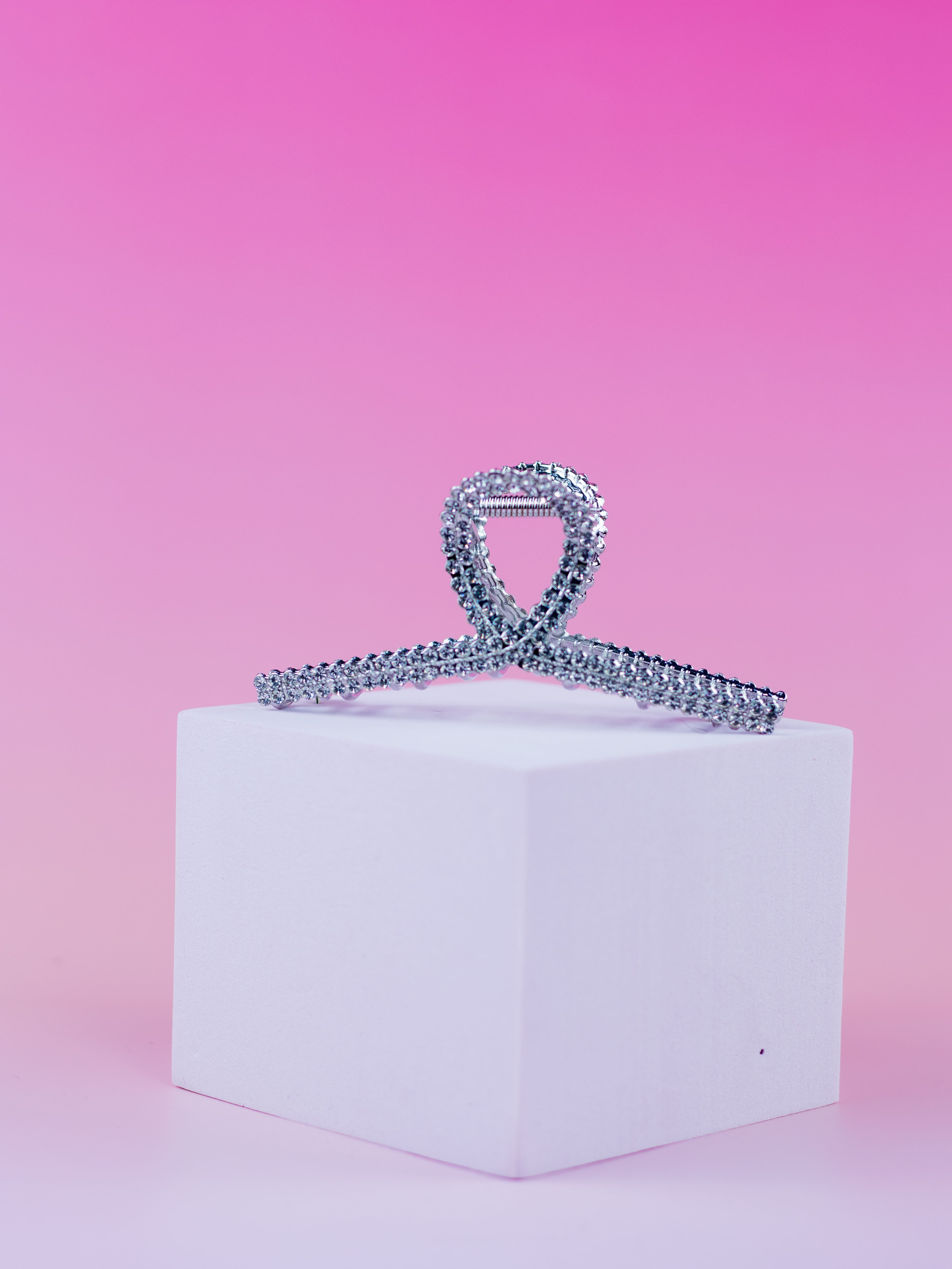 Piranha de Metal com Strass Clássica Prata G