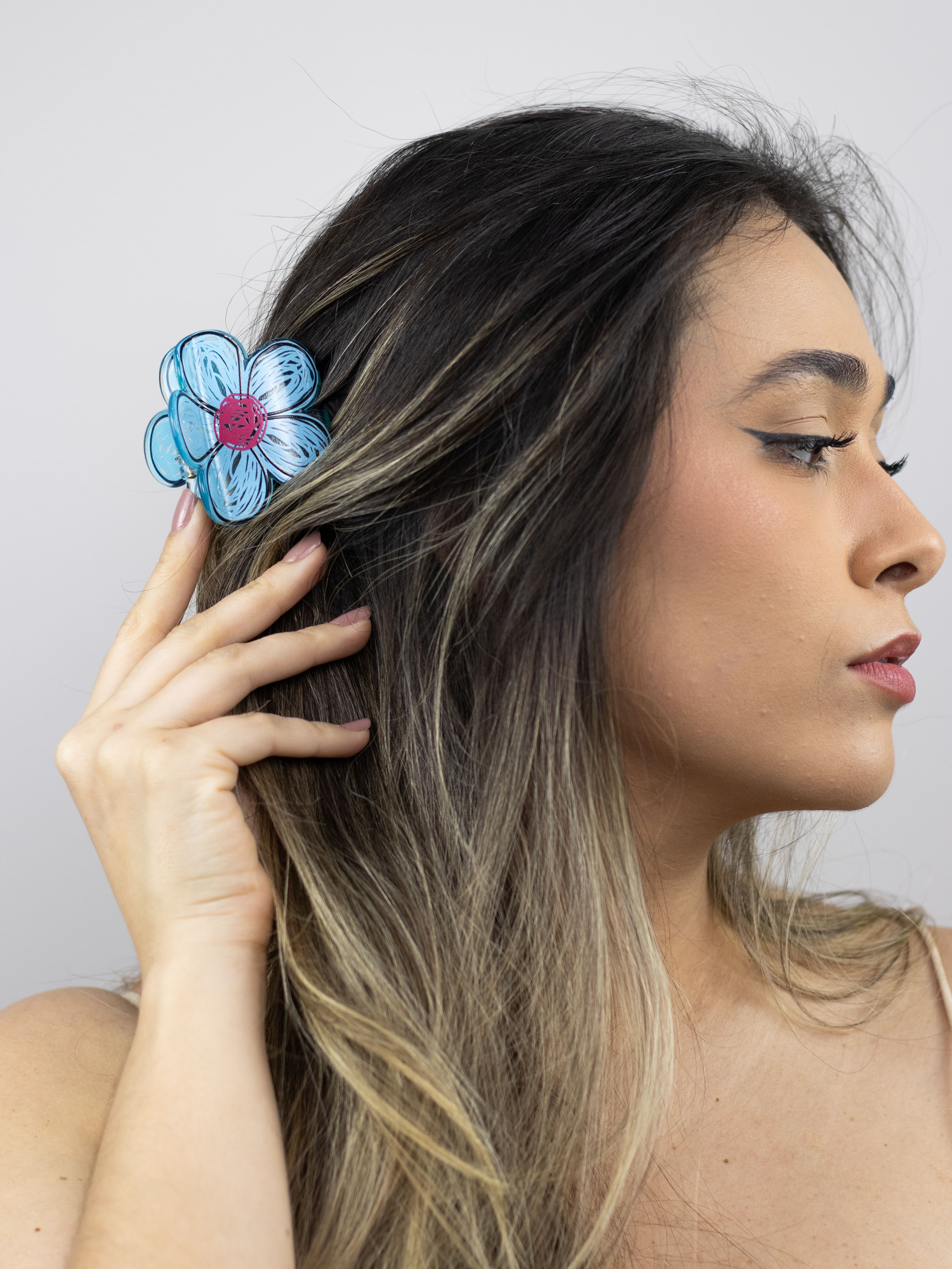 Piranha de Flor Acrílico Azul