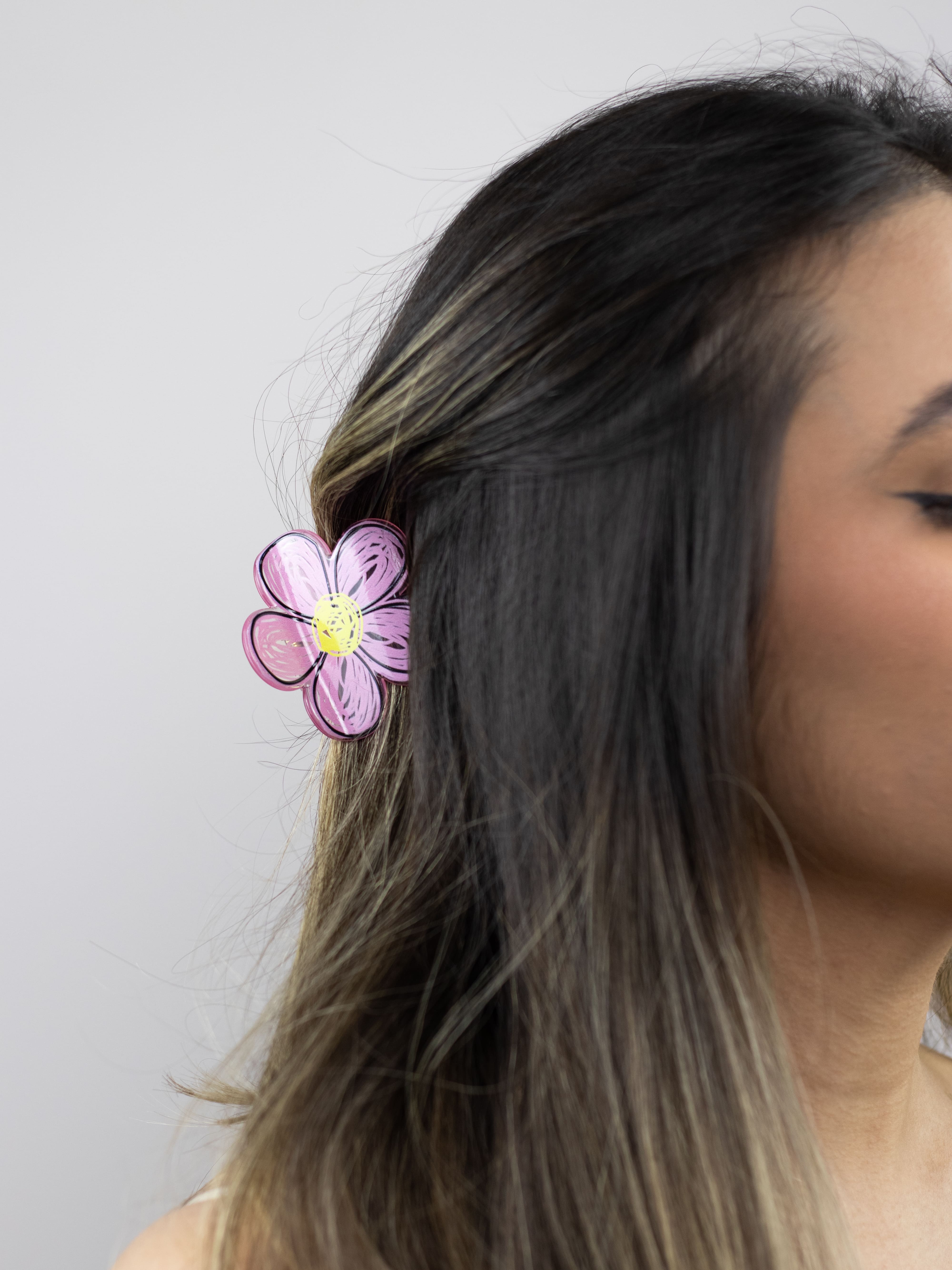 Piranha de Flor Acrílico Rosa