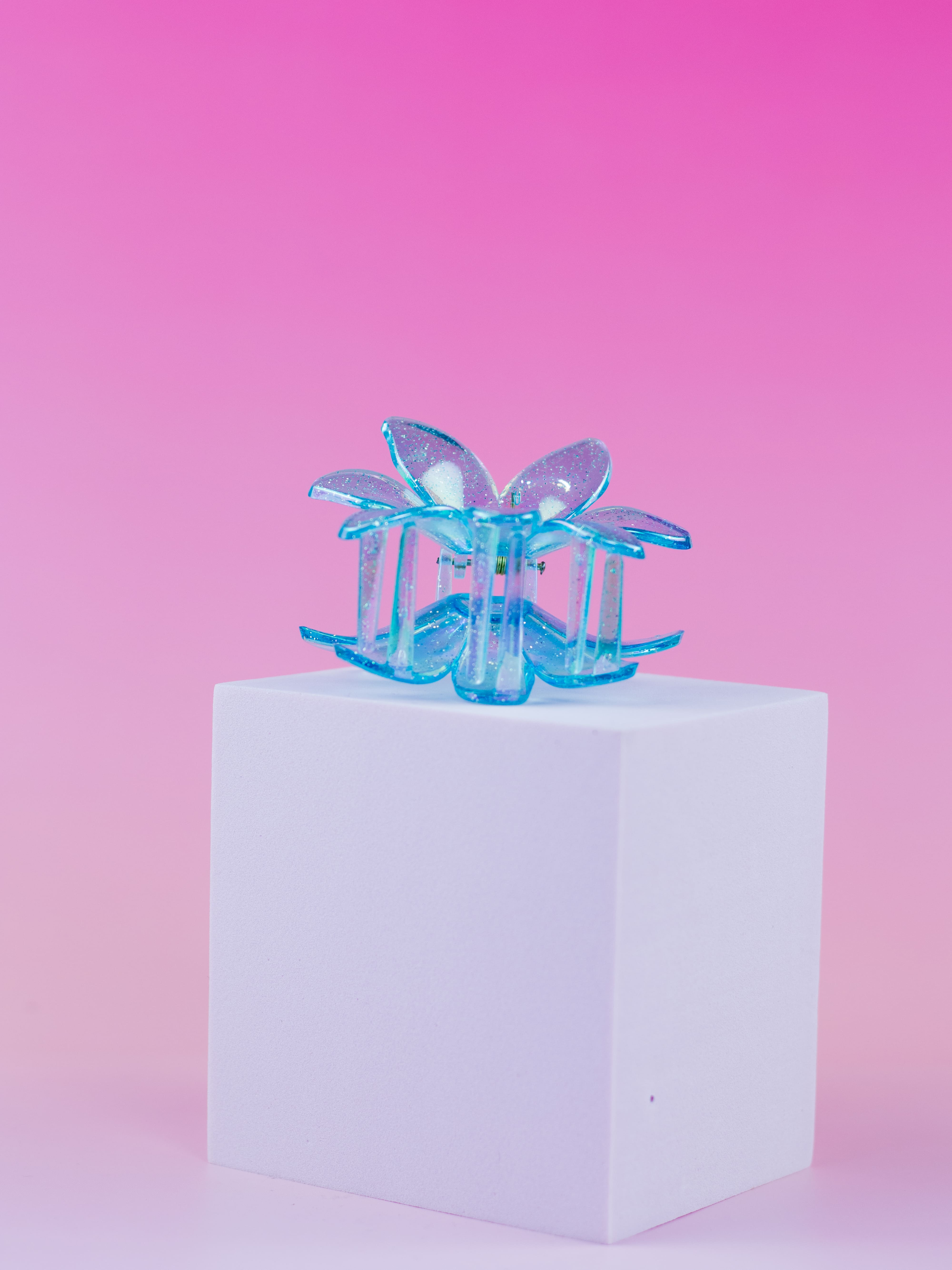 Piranha De flor com Glítter Azul