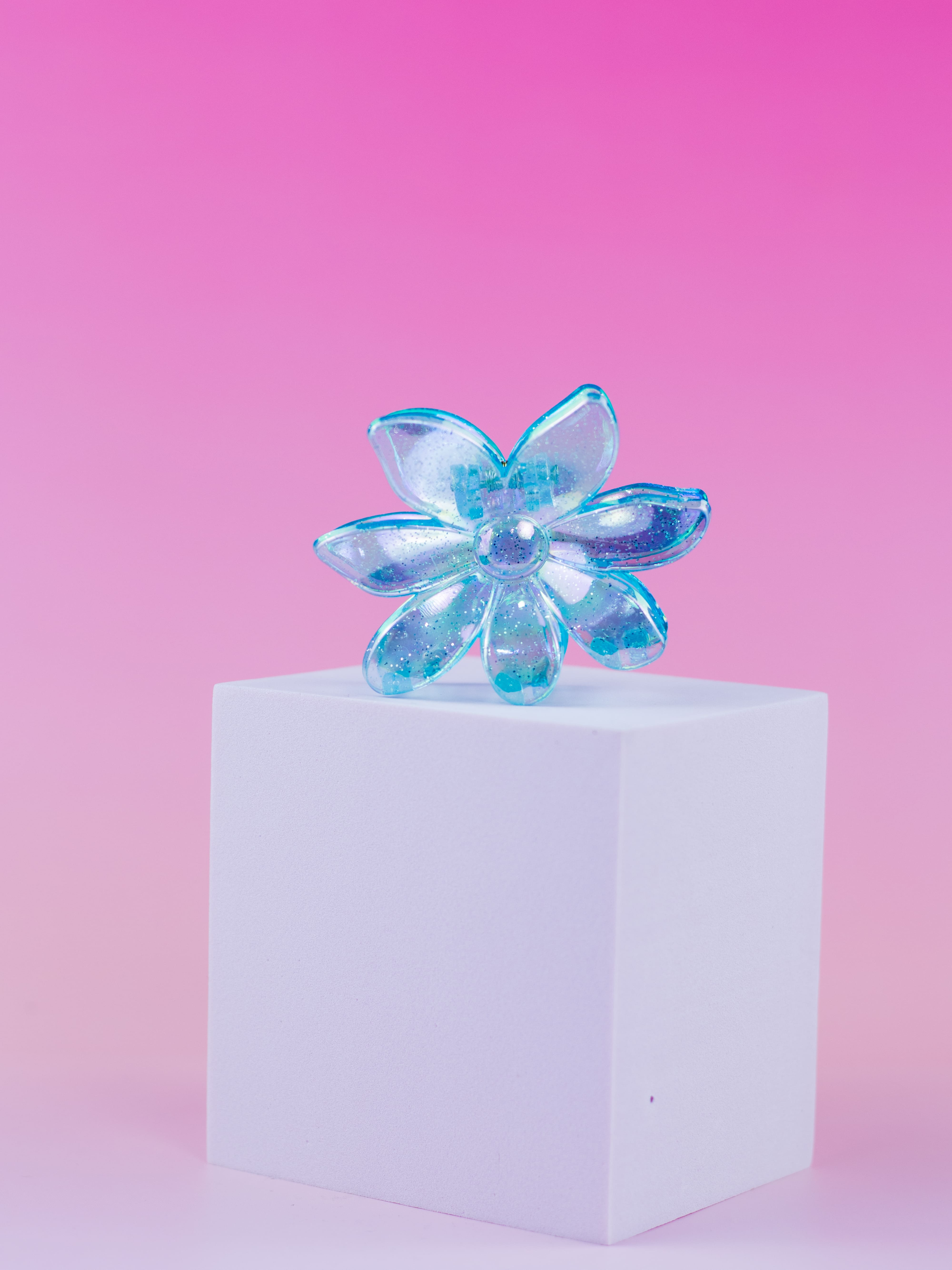 Piranha De flor com Glítter Azul