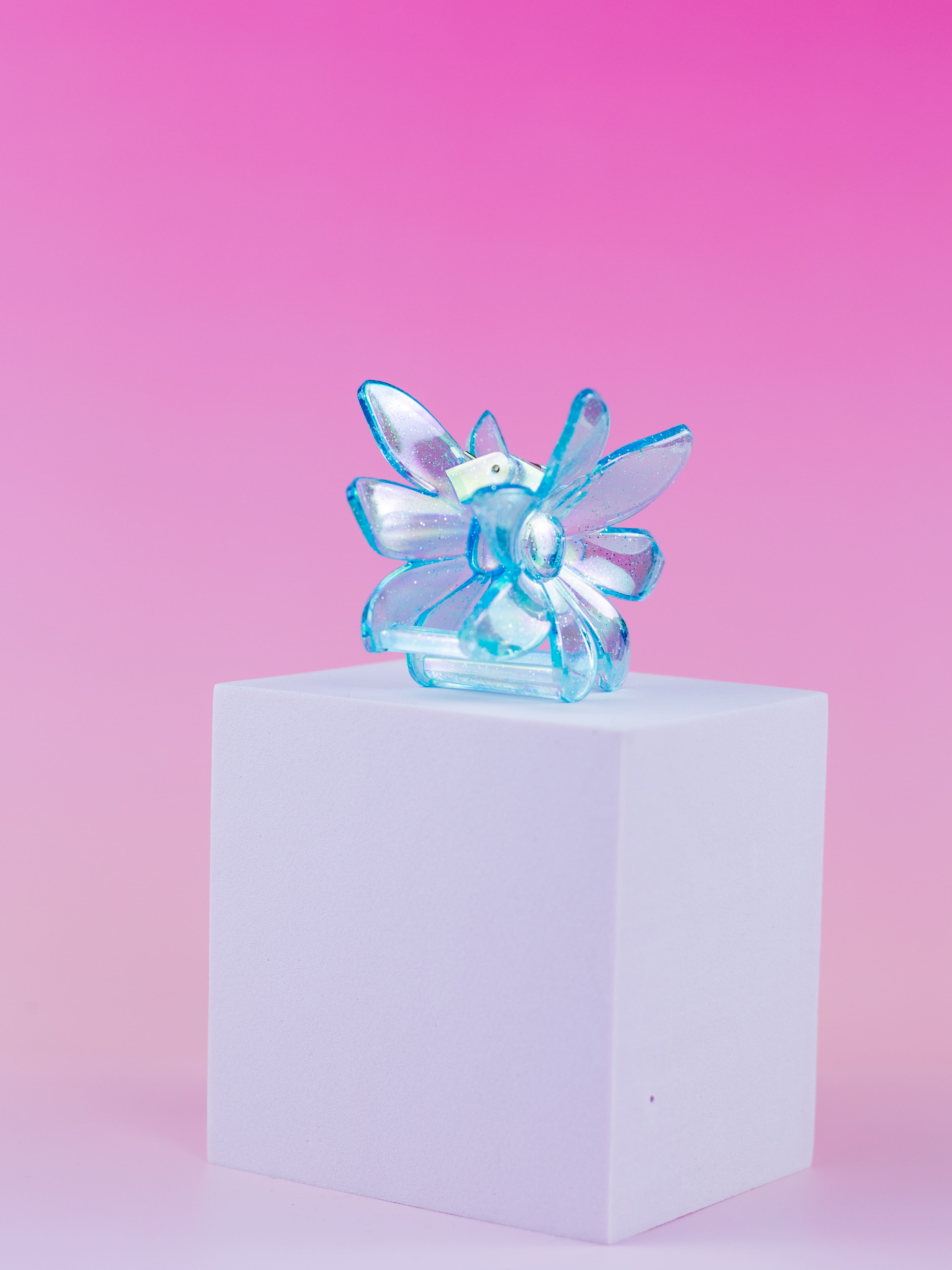 Piranha De flor com Glítter Azul