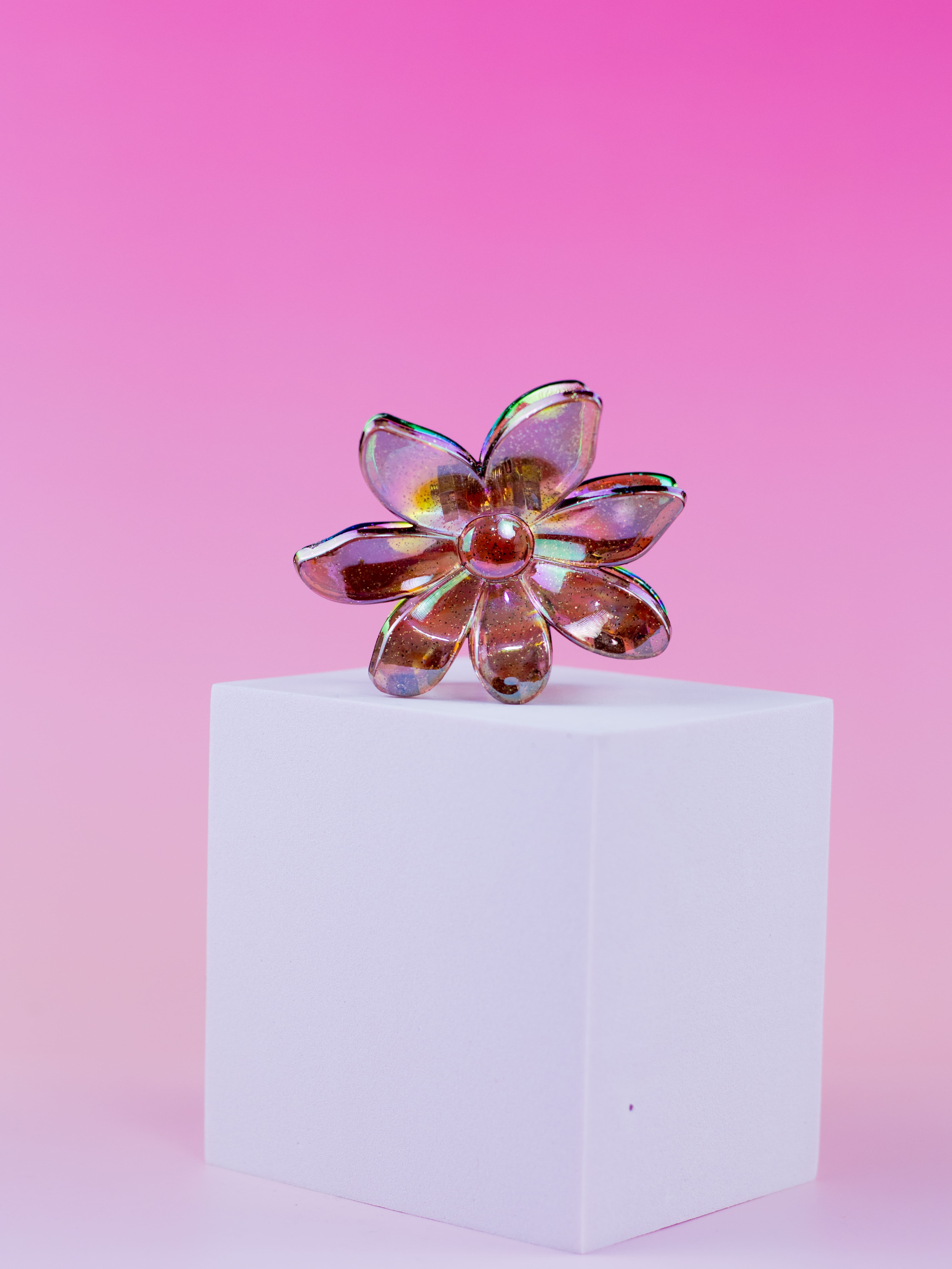 Piranha De flor com Glítter Marrom Furta Cor