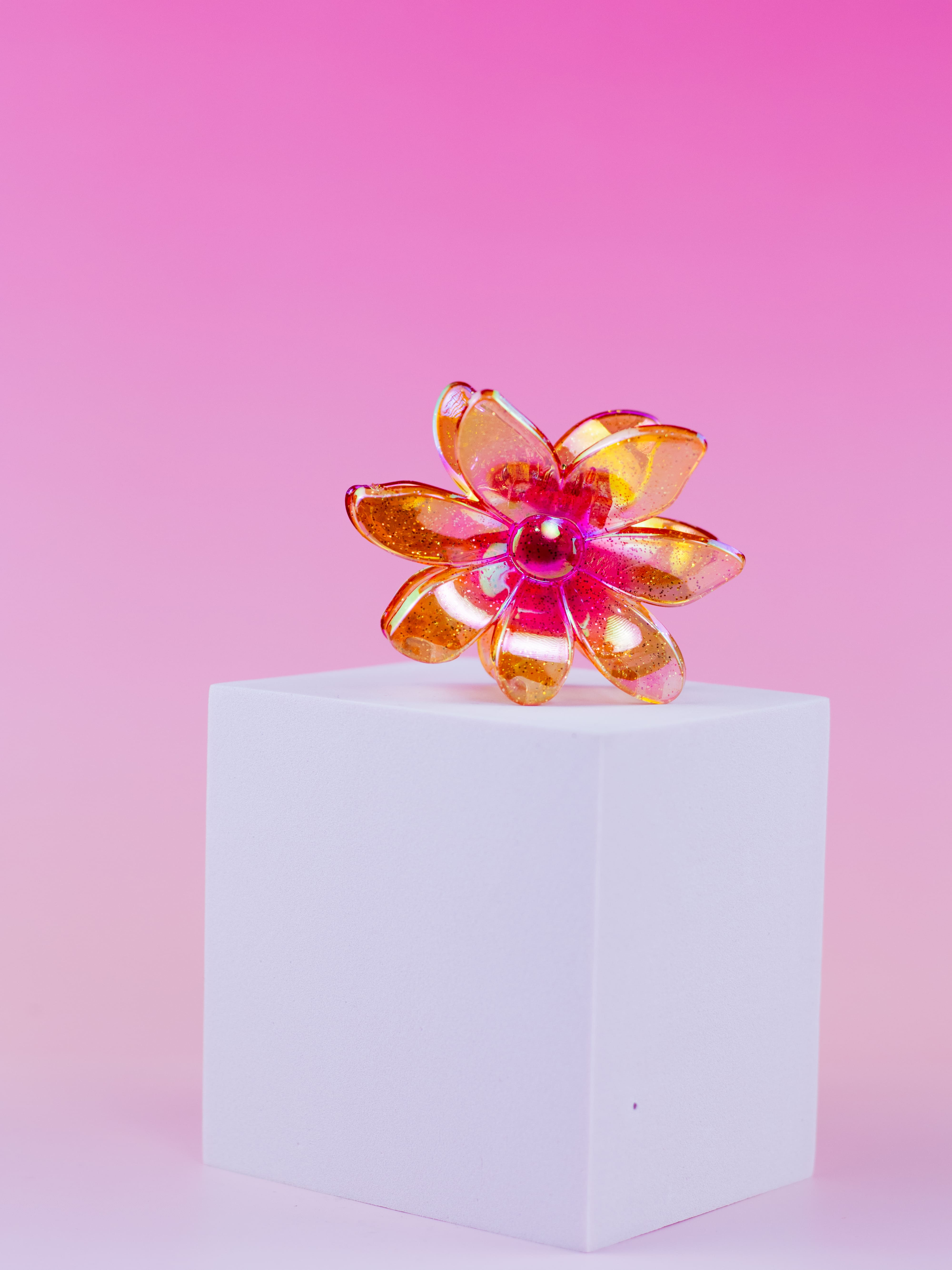 Piranha De flor com Glítter Laranja