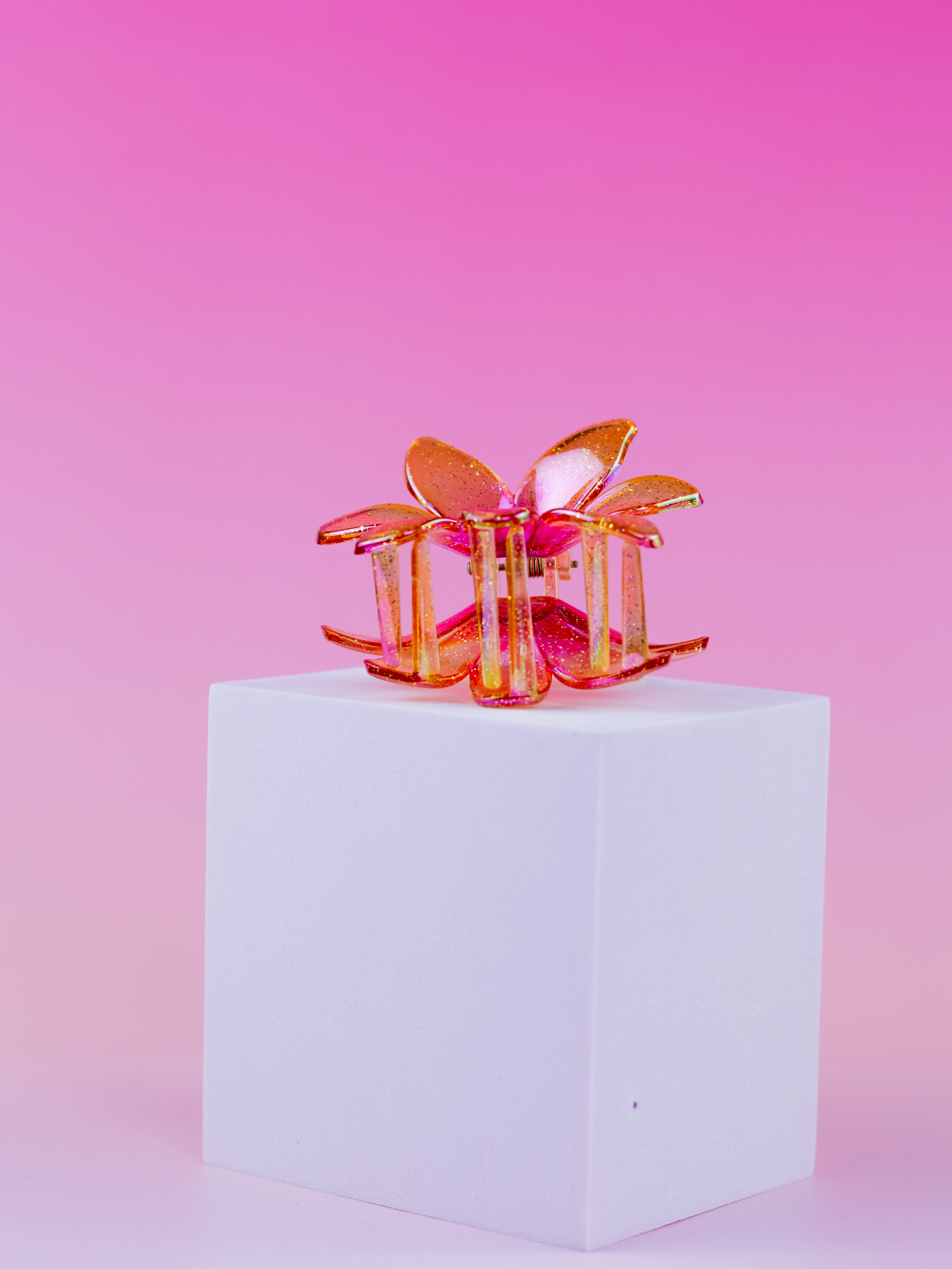 Piranha De flor com Glítter Laranja