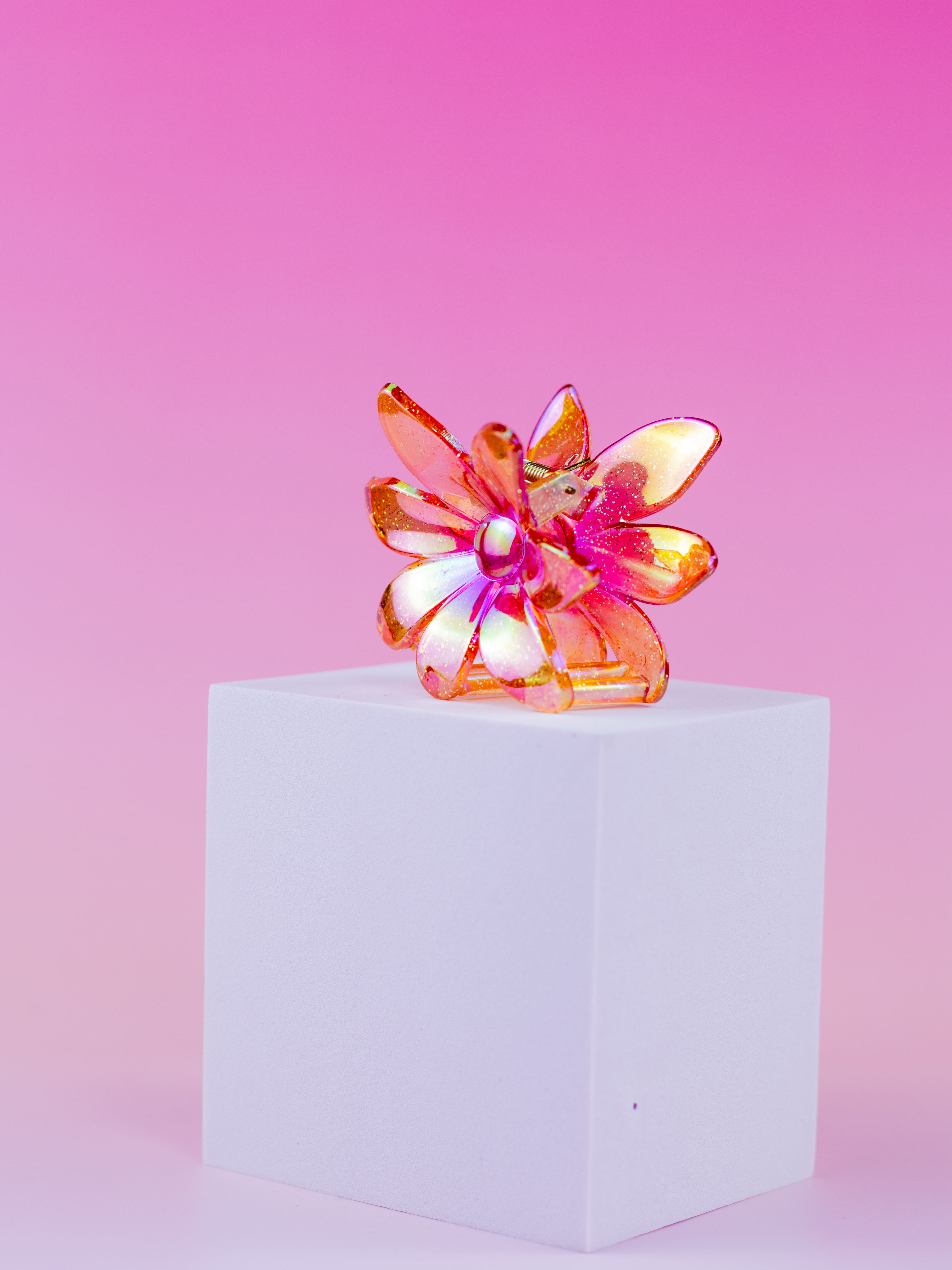 Piranha De flor com Glítter Laranja