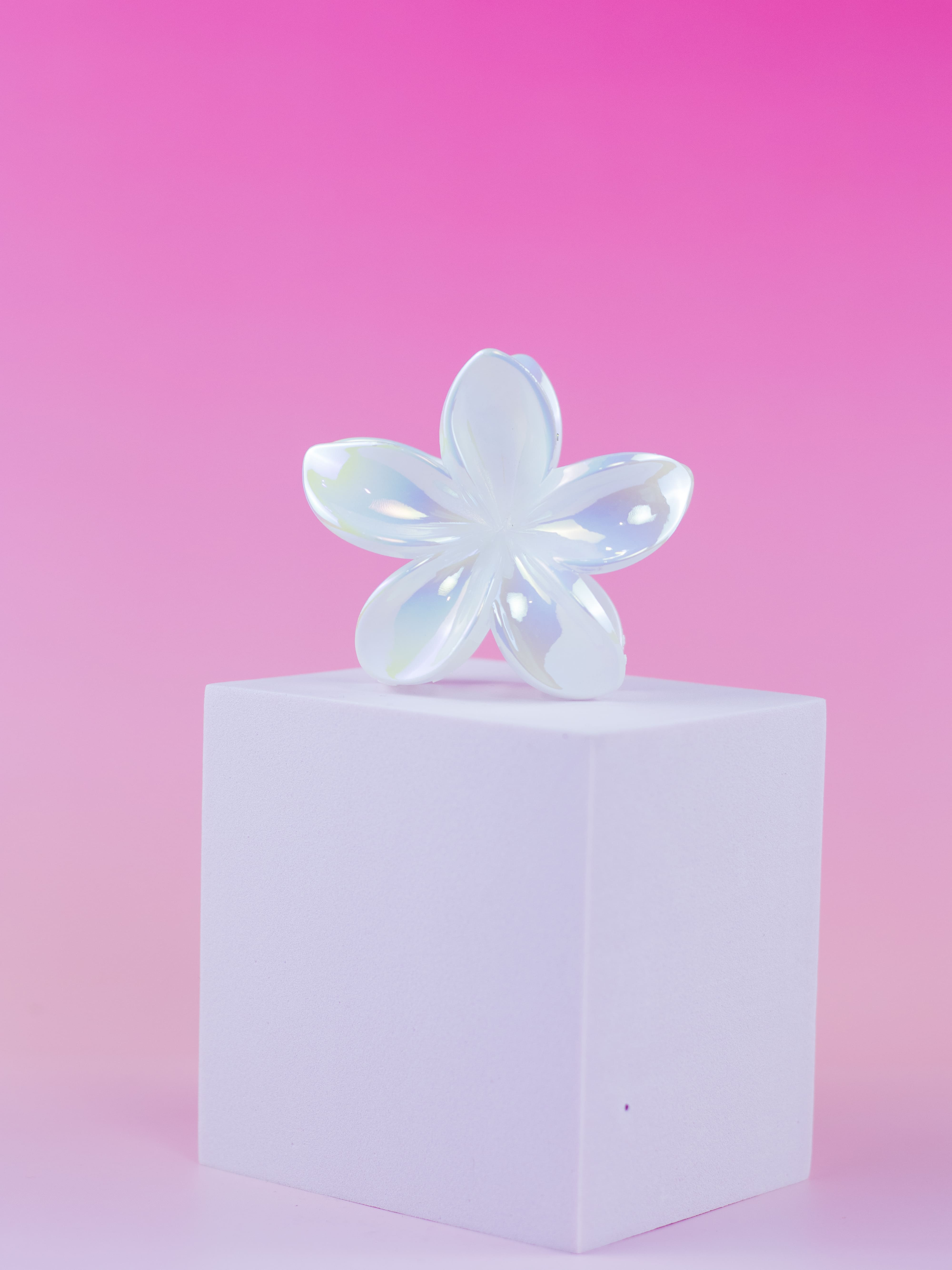 Piranha de Flor Holográfica Branca