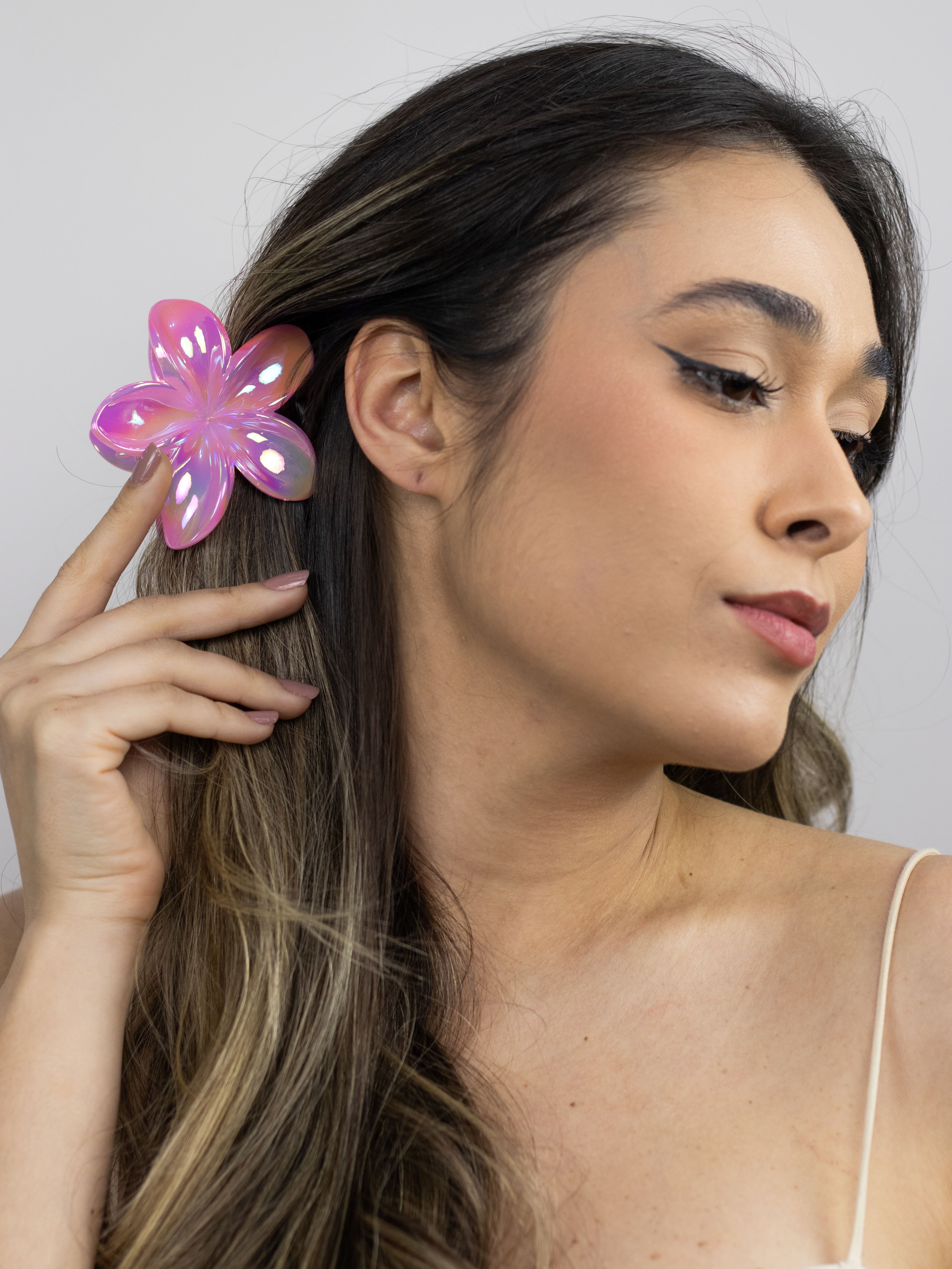 Piranha de Flor Holográfica Rosa