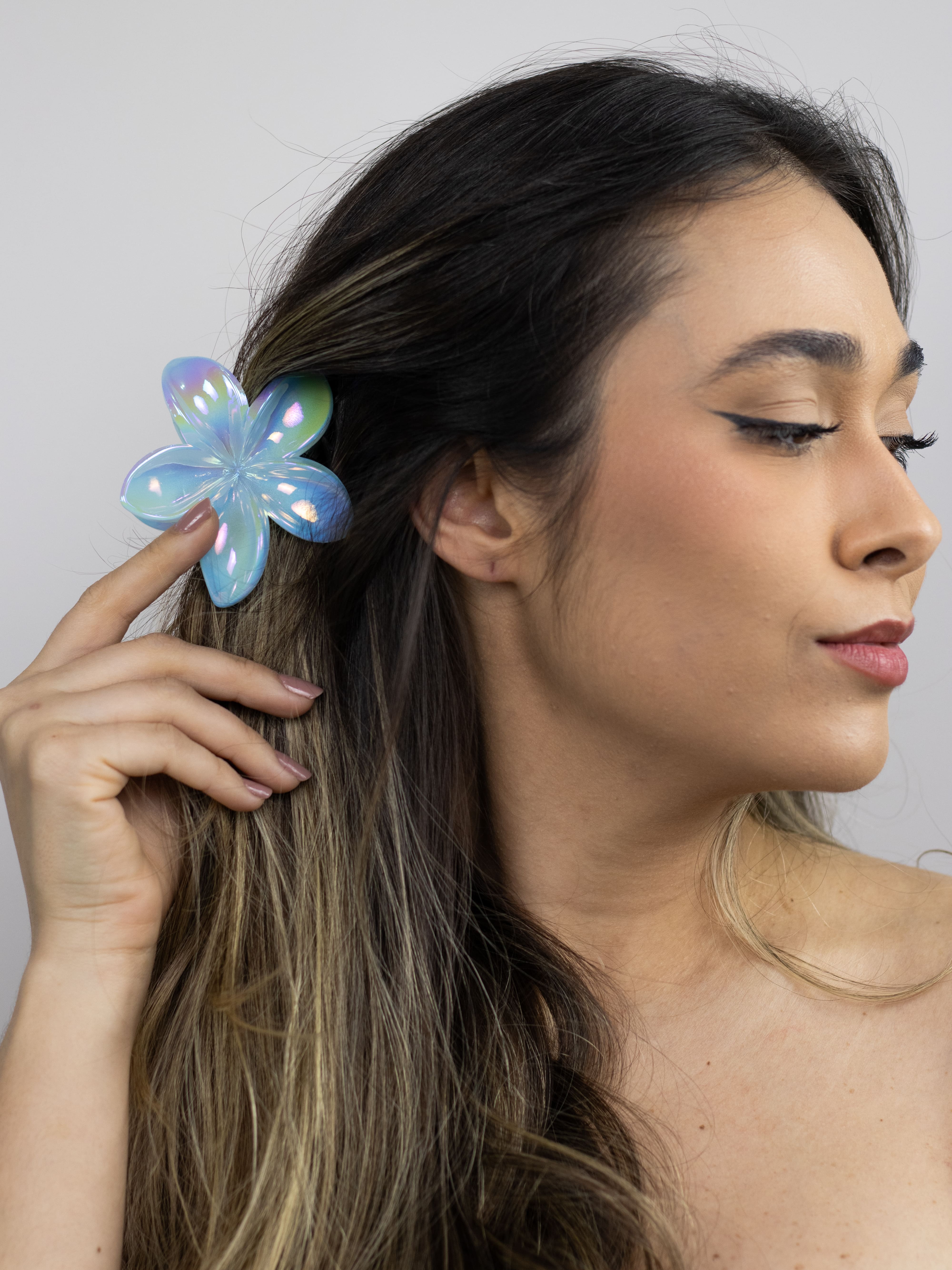 Piranha de Flor Holográfica Azul