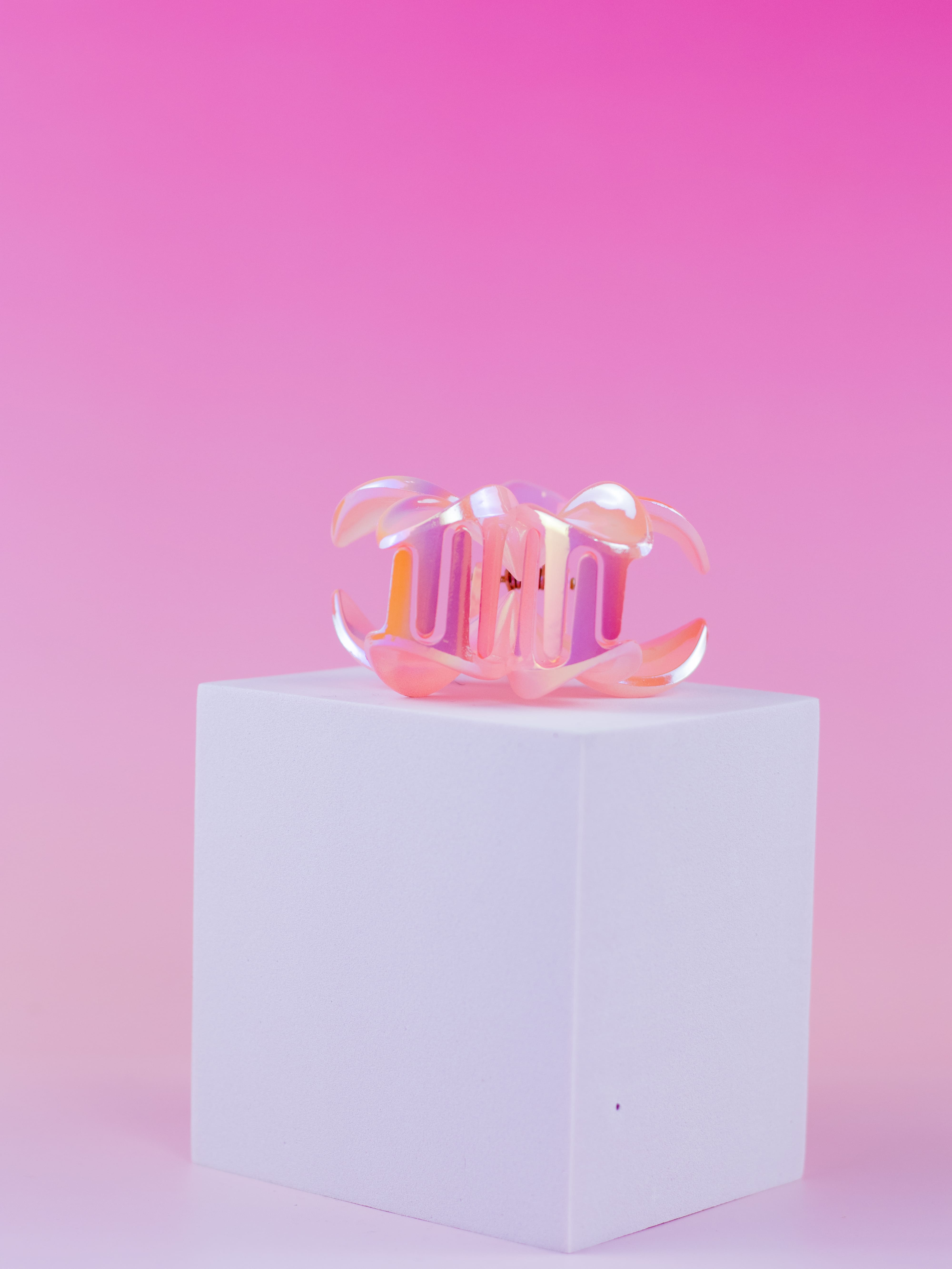 Piranha de Flor Holográfica Rosa Claro