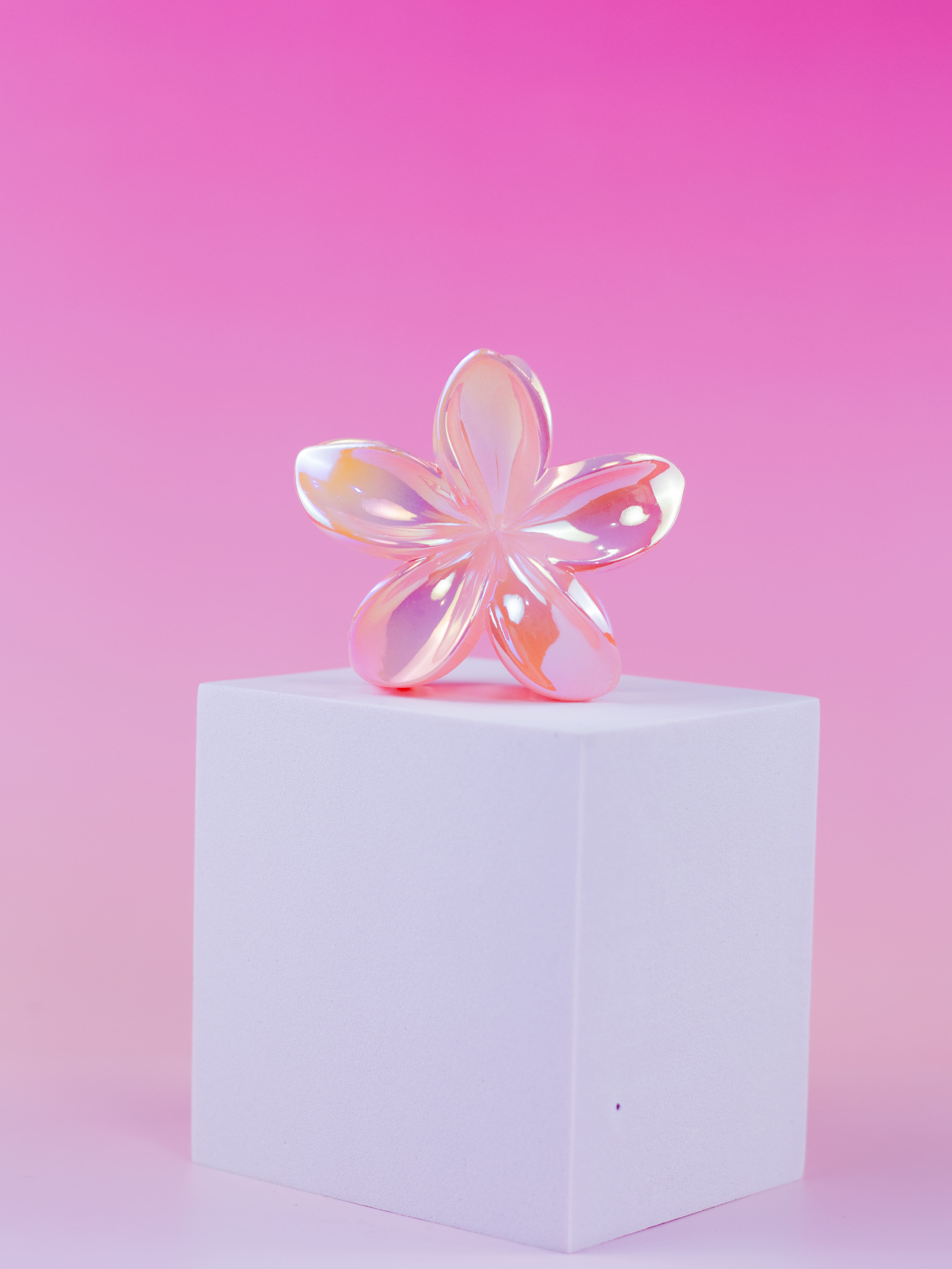 Piranha de Flor Holográfica Rosa Claro