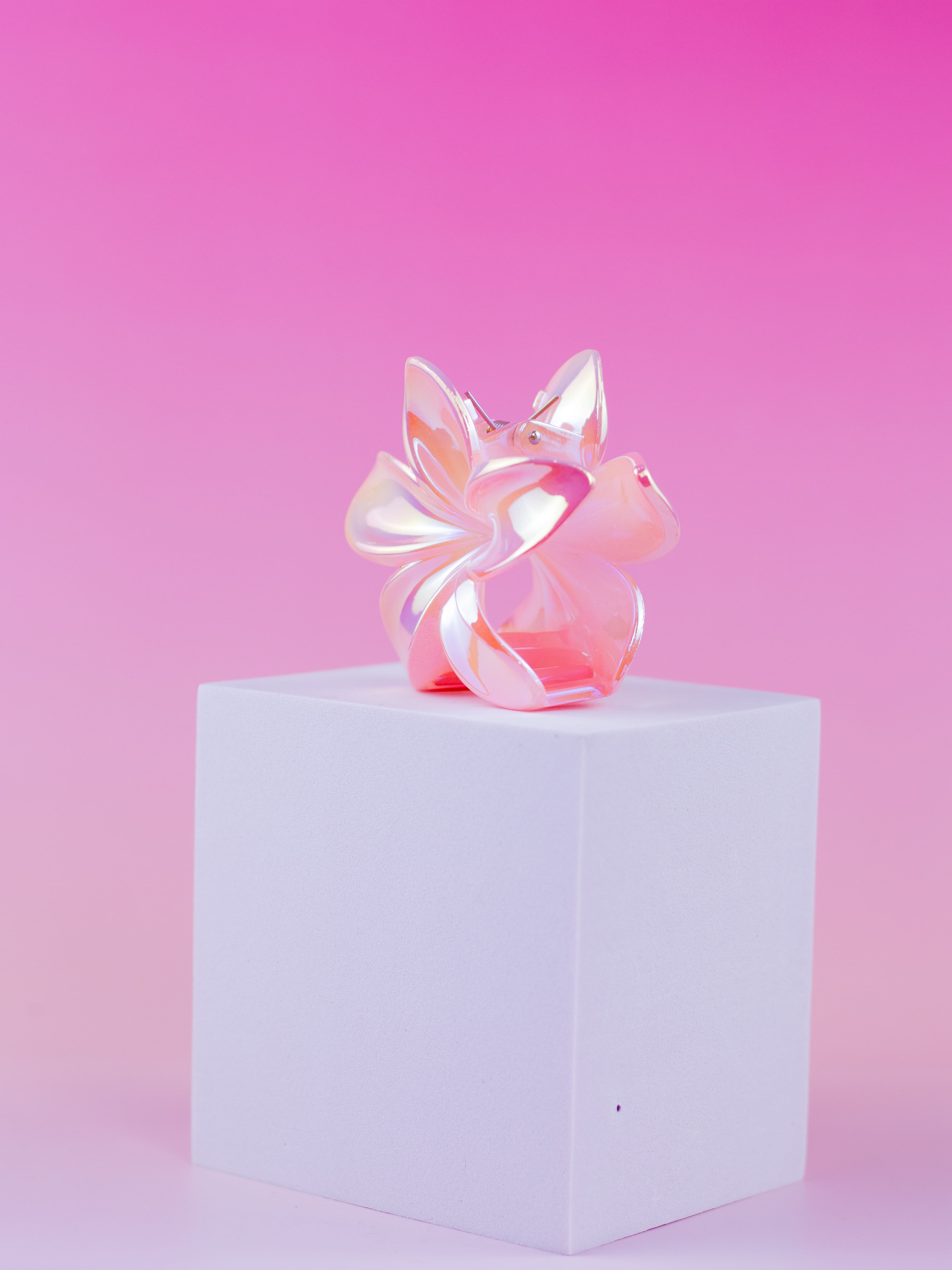 Piranha de Flor Holográfica Rosa Claro