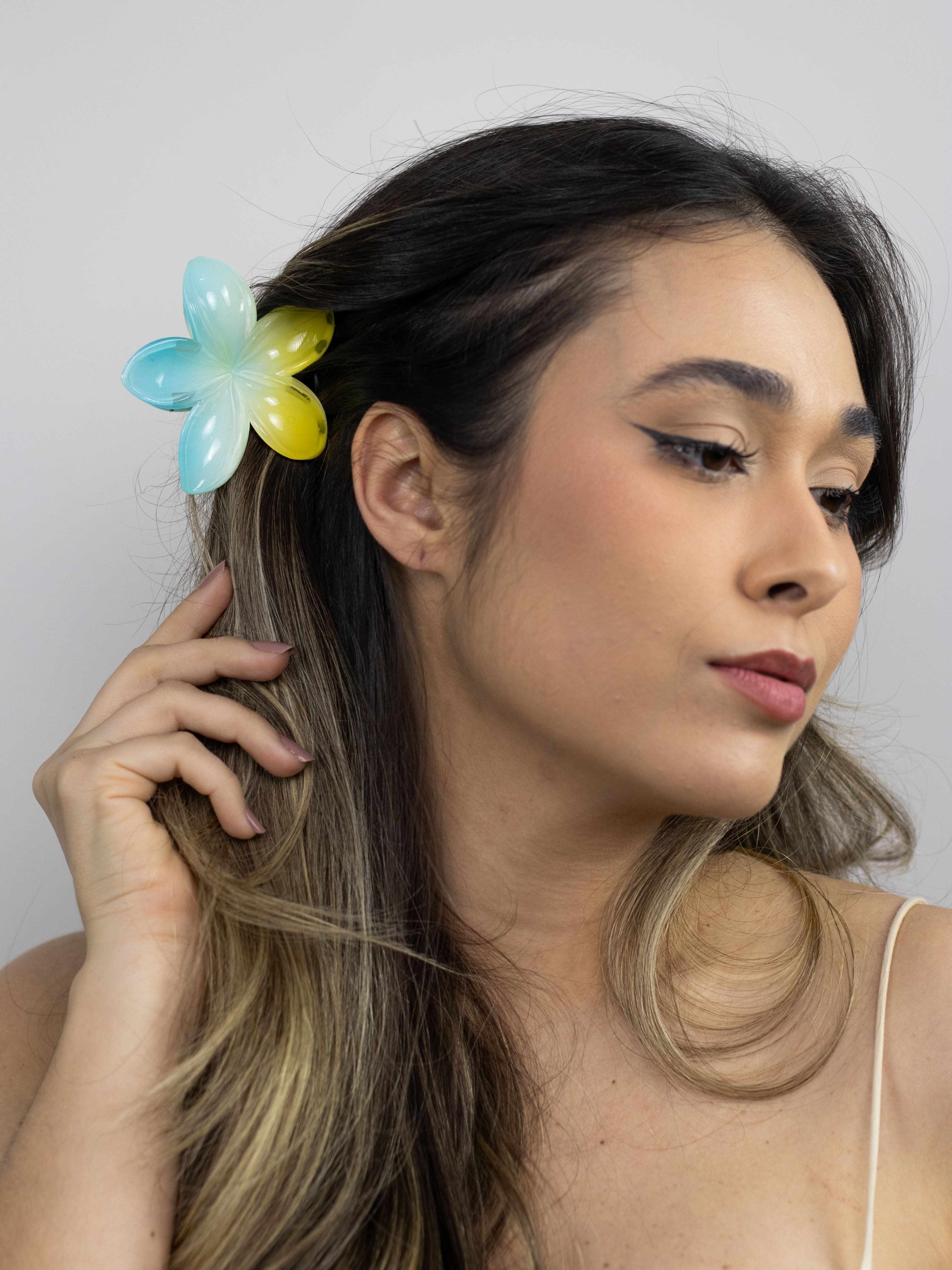 Piranha de Flor Degradê Azul e Amarelo