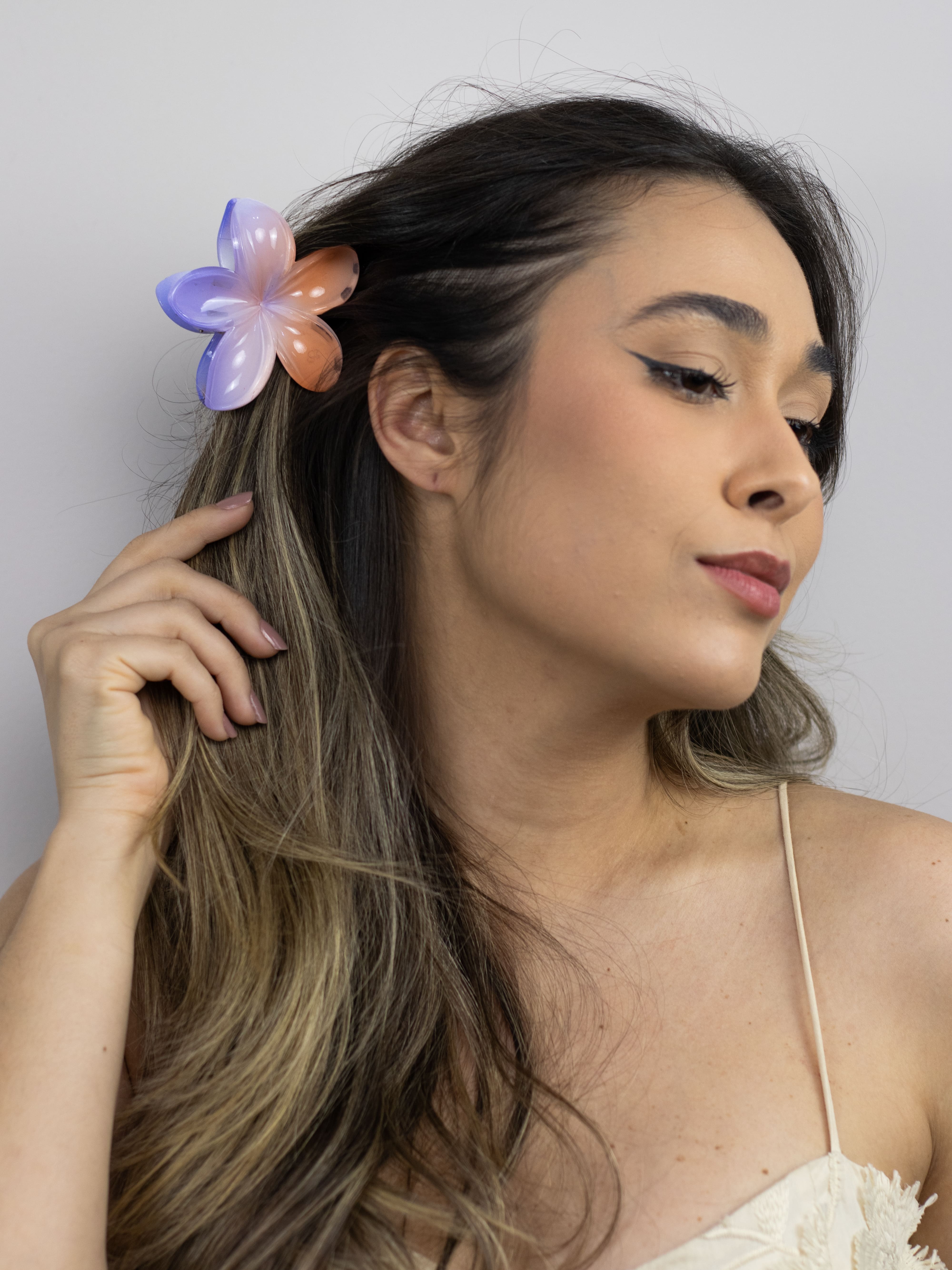 Piranha de Flor Degradê Azul e Laranja