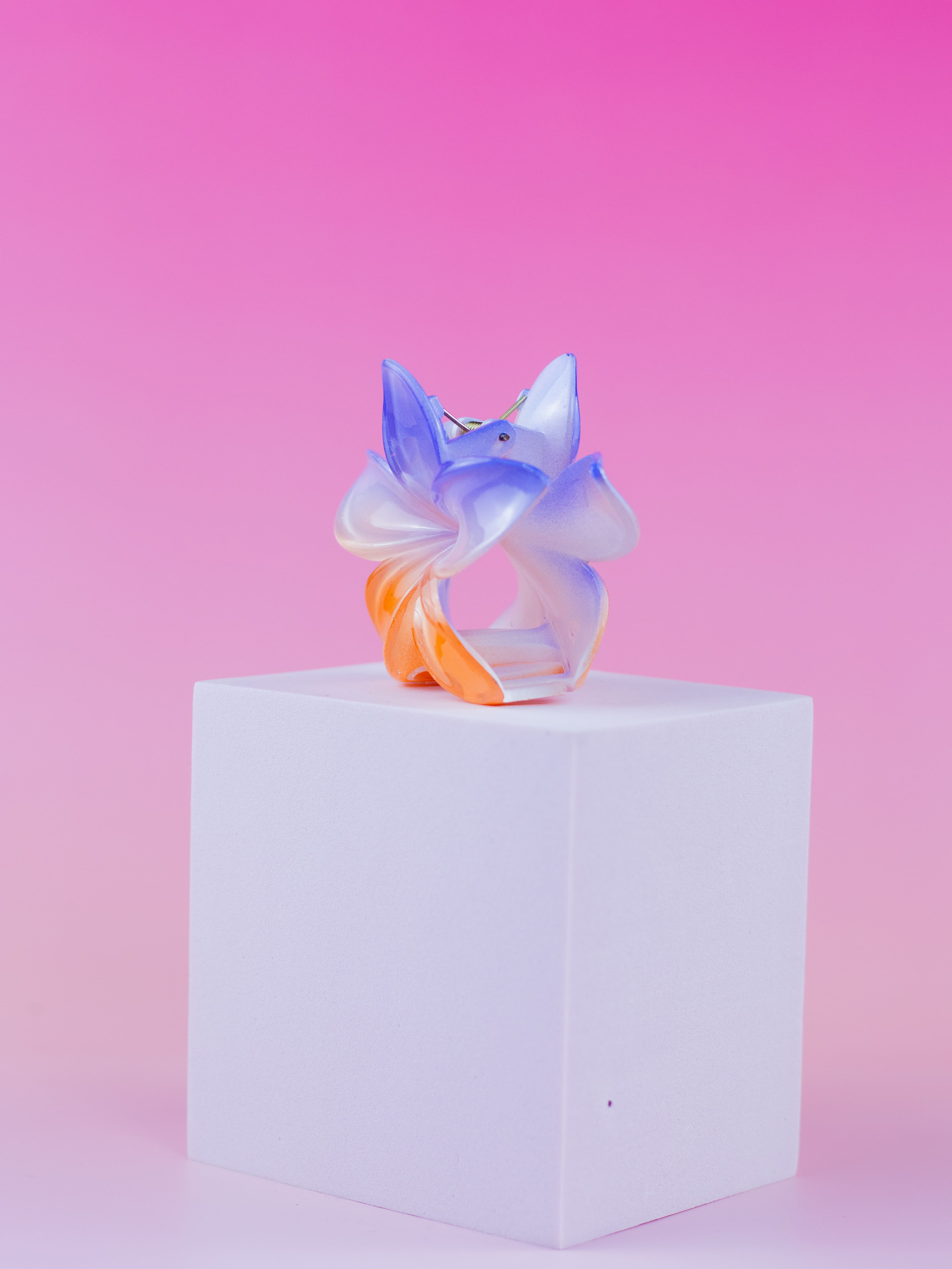 Piranha de Flor Degradê Azul e Laranja