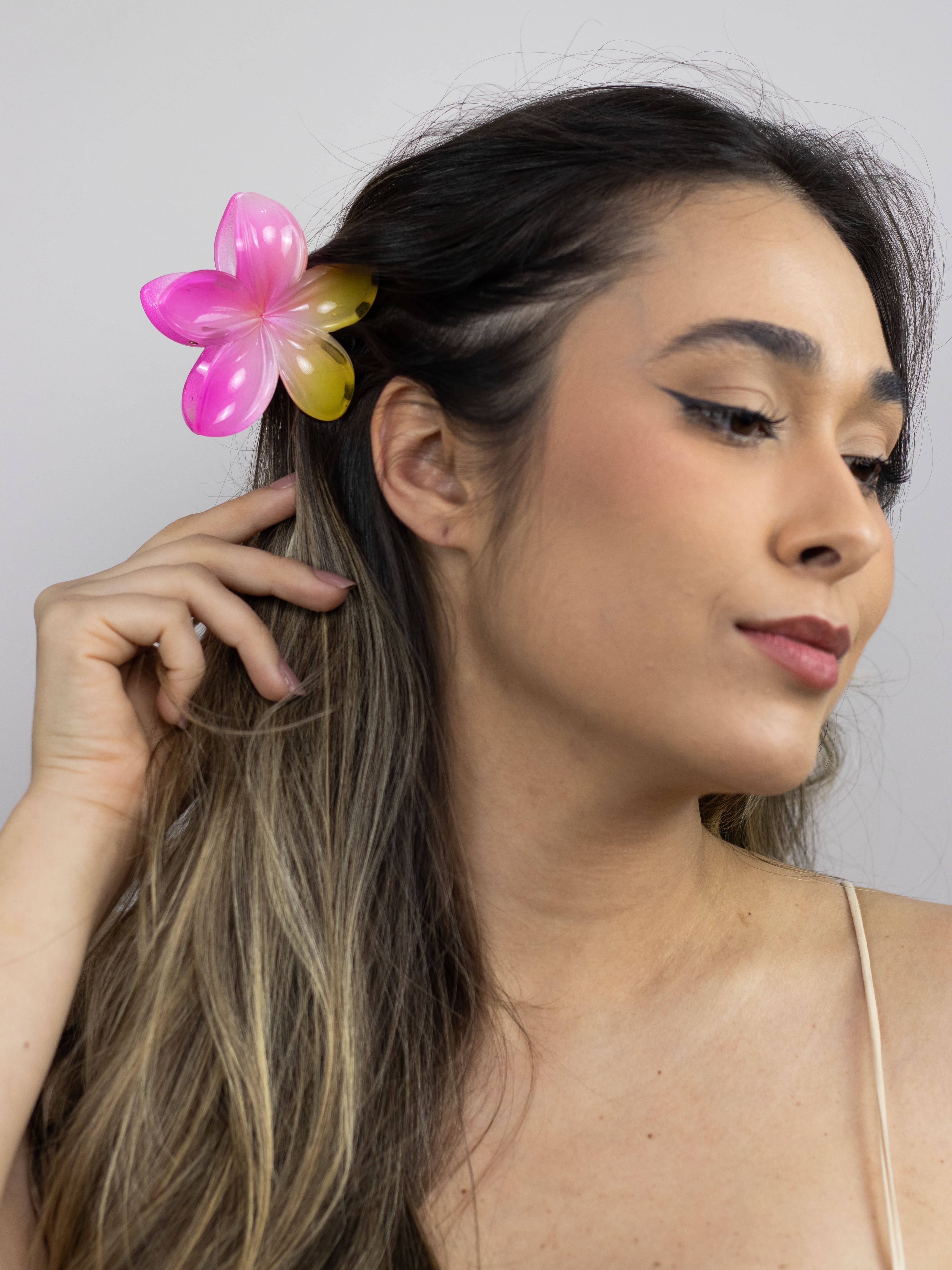 Piranha de Flor Degradê Rosa e Amarelo