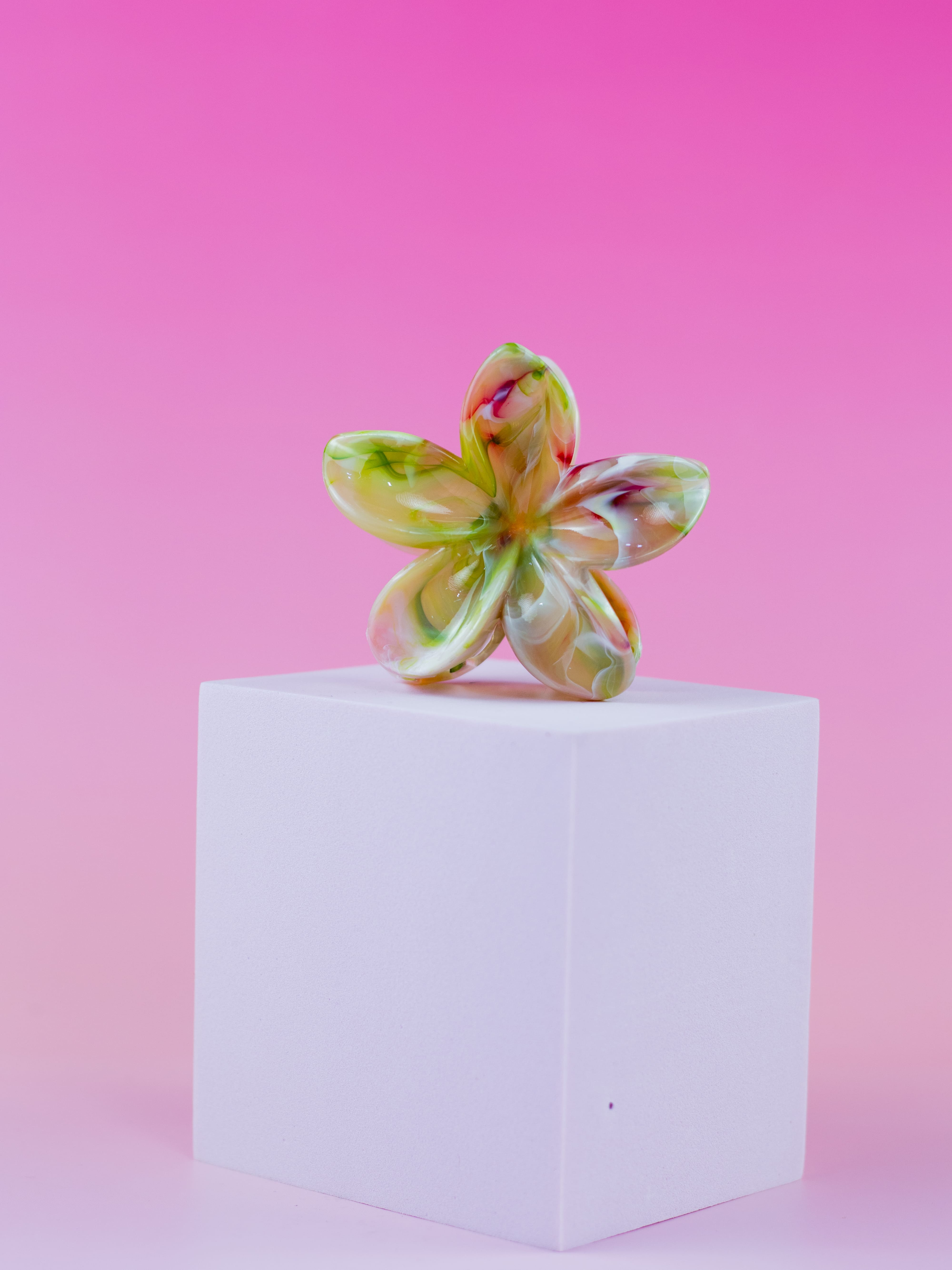 Piranha de Flor Acrílico Mesclado Verde com Bege