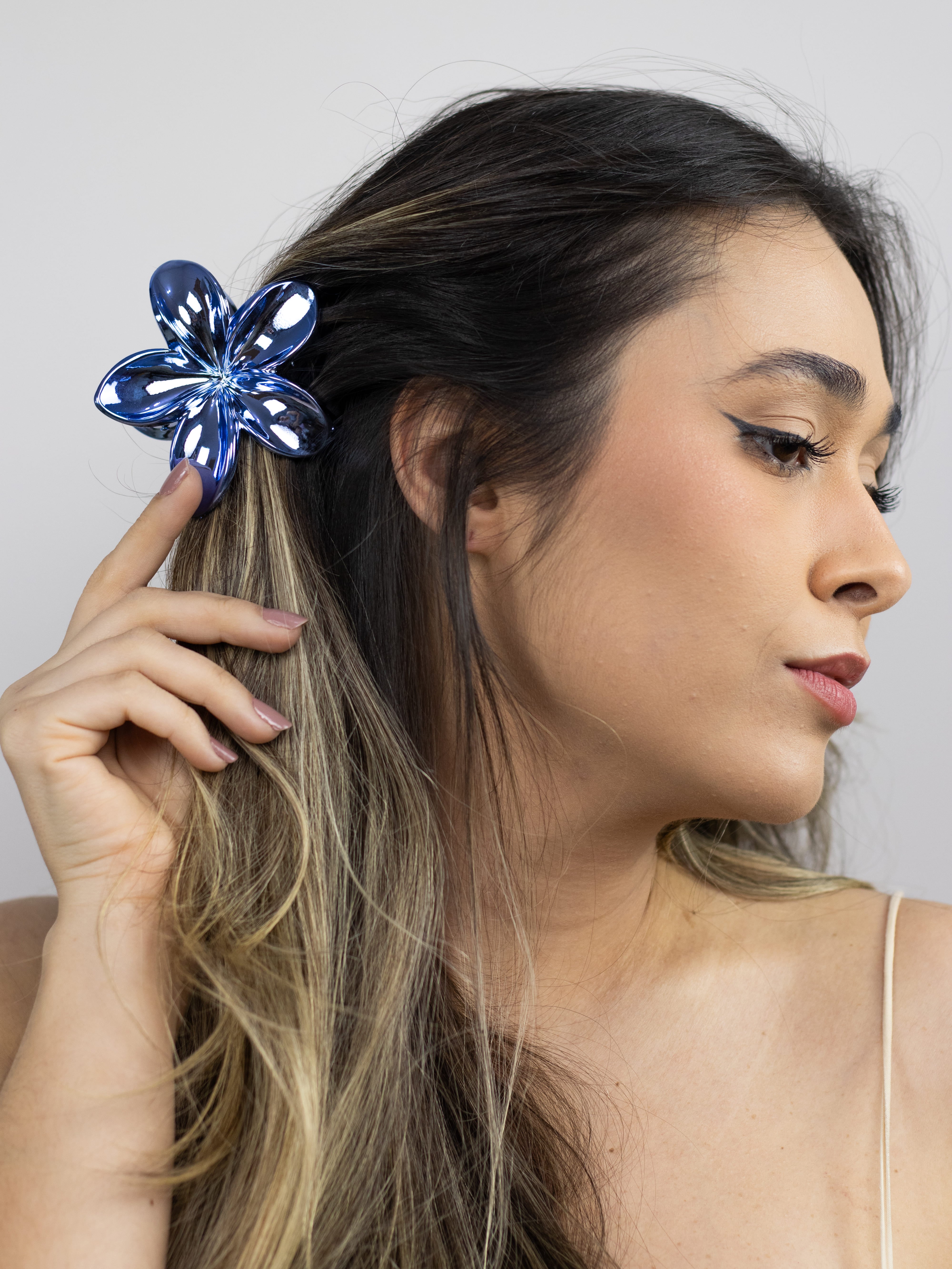 Piranha de Flor Metalizada Azul