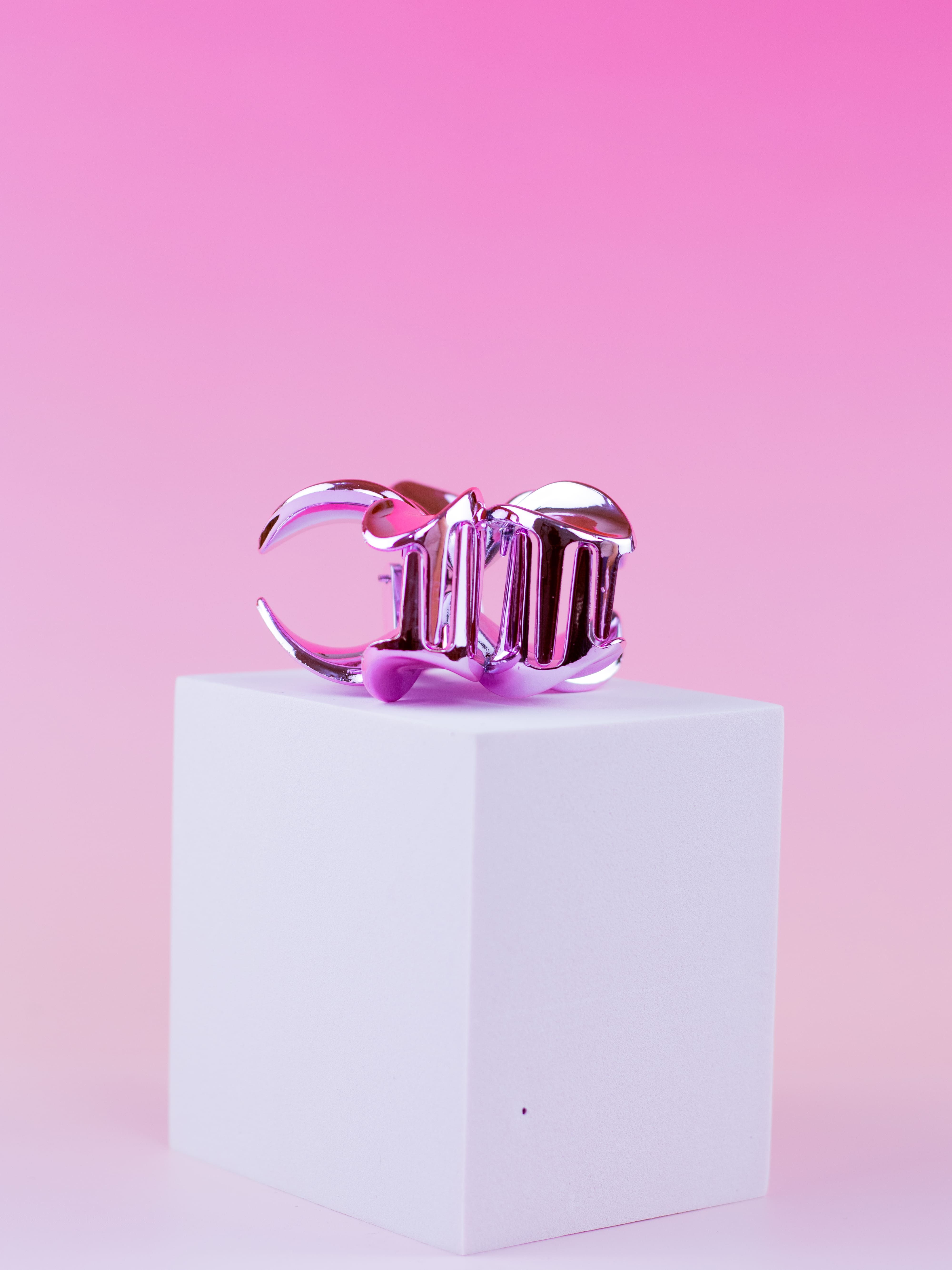 Piranha de Flor Metalizada Rosa Claro