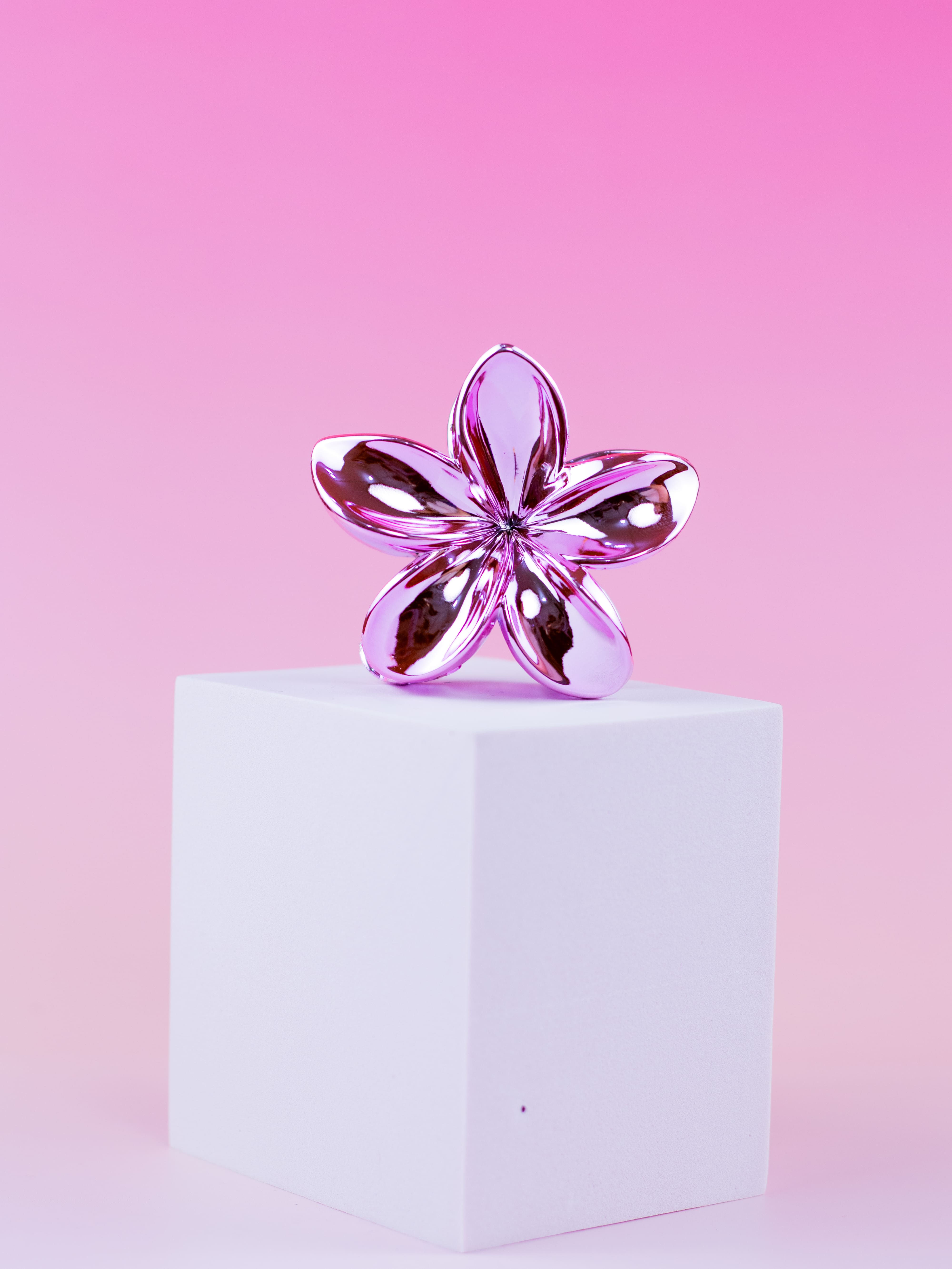 Piranha de Flor Metalizada Rosa Claro