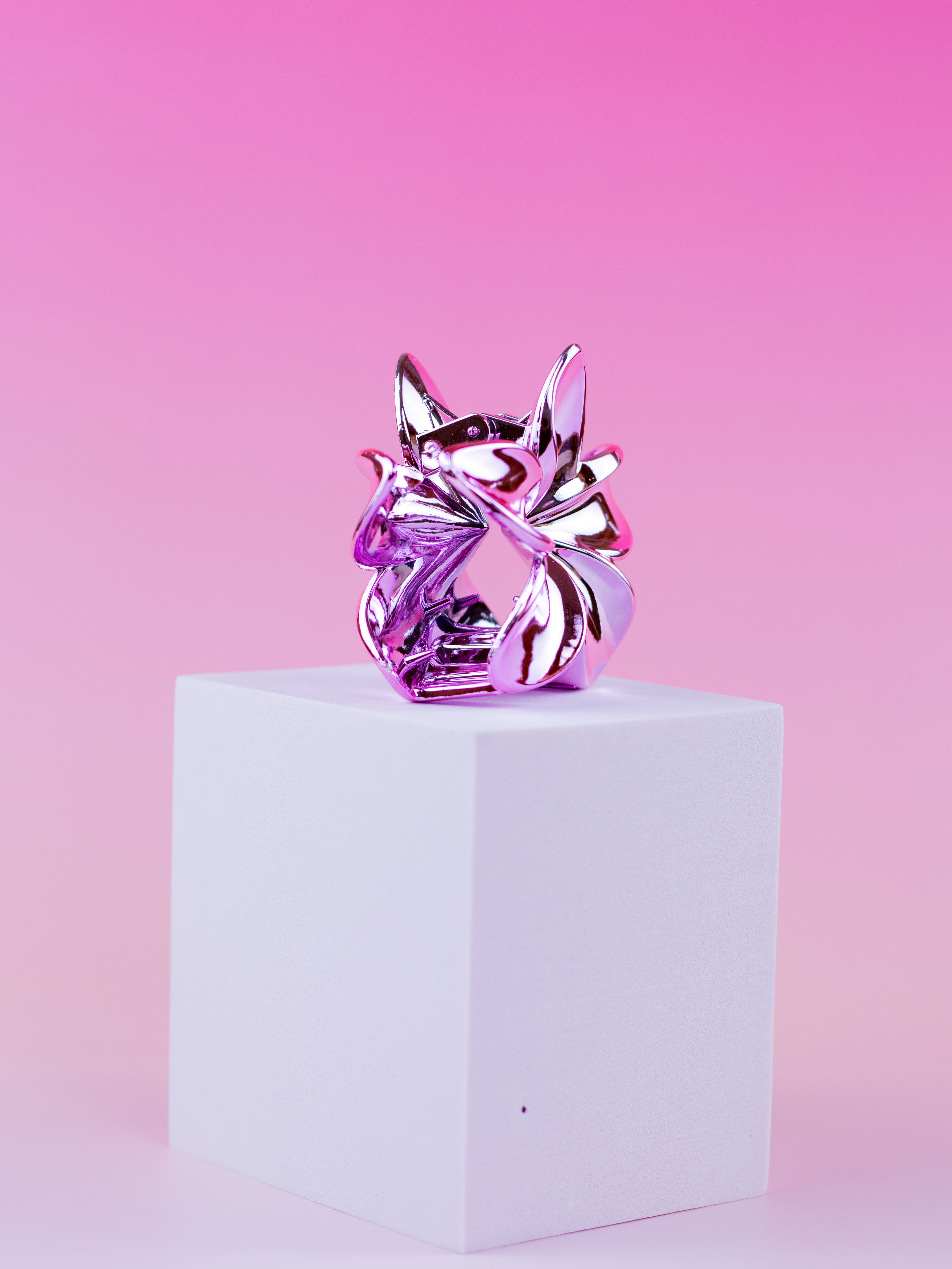 Piranha de Flor Metalizada Rosa Claro