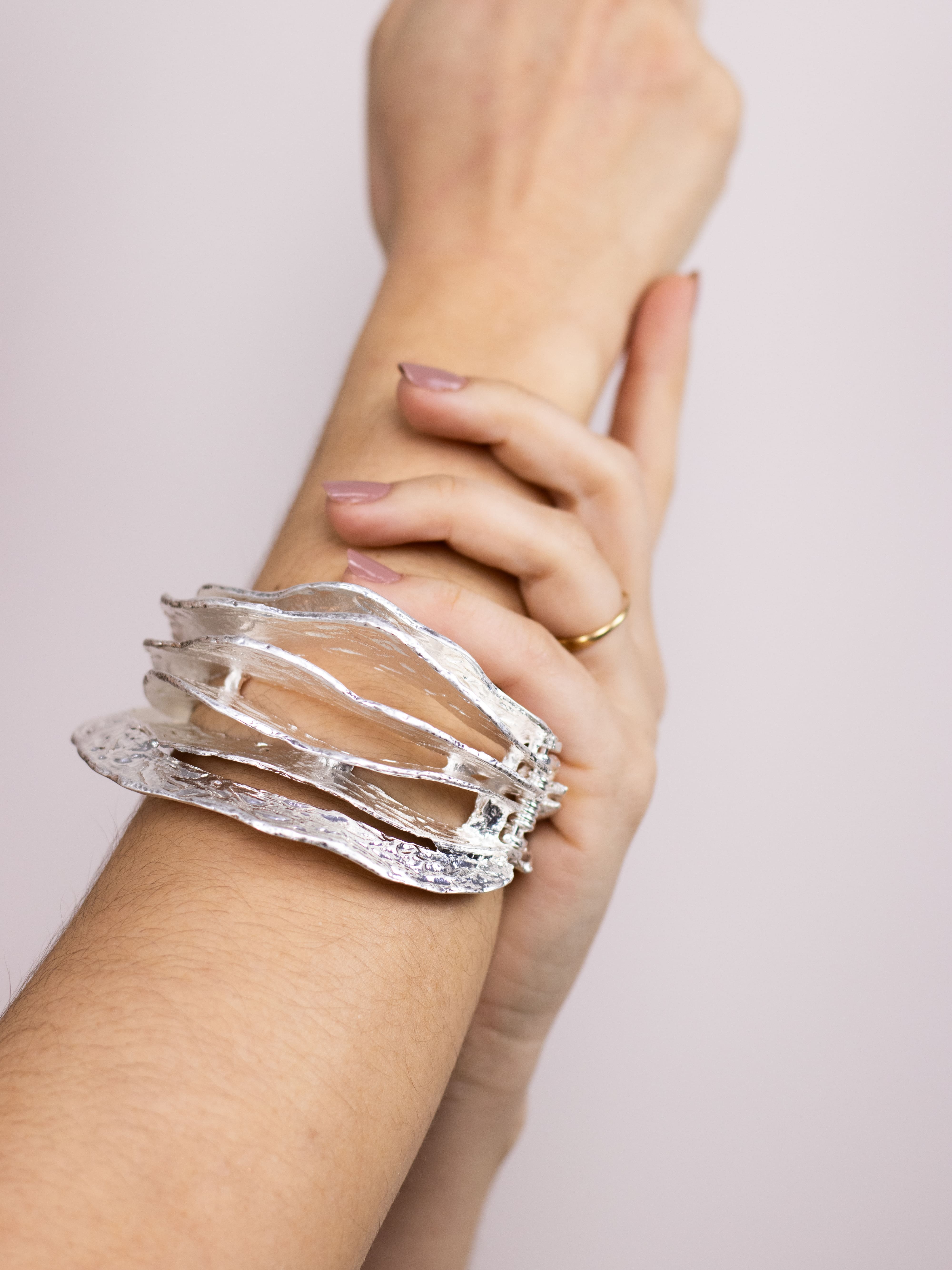 Bracelete Medieval Ondulado Prata