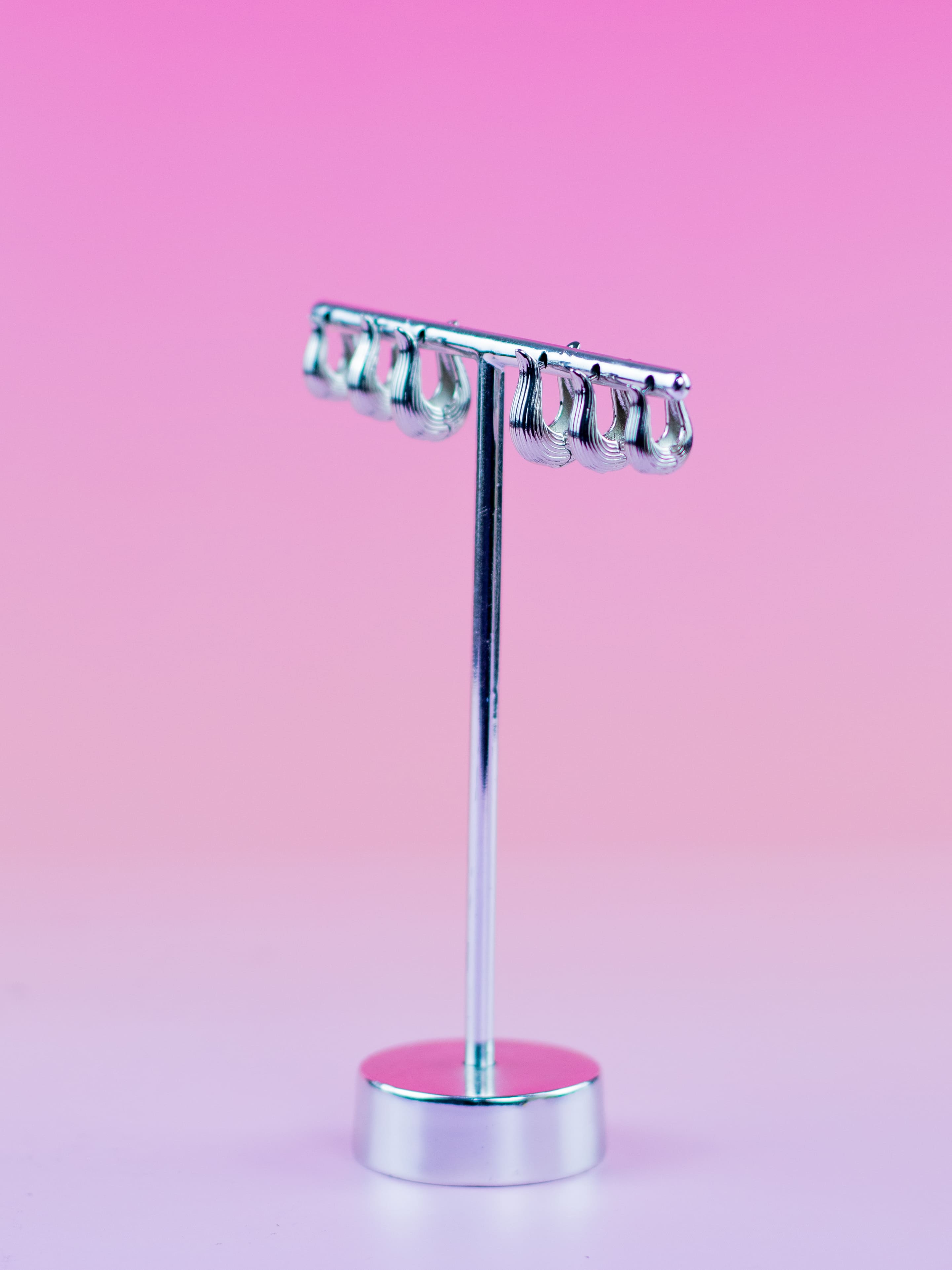 Brinco Trio de Argolinha de Gota Prata com Friso