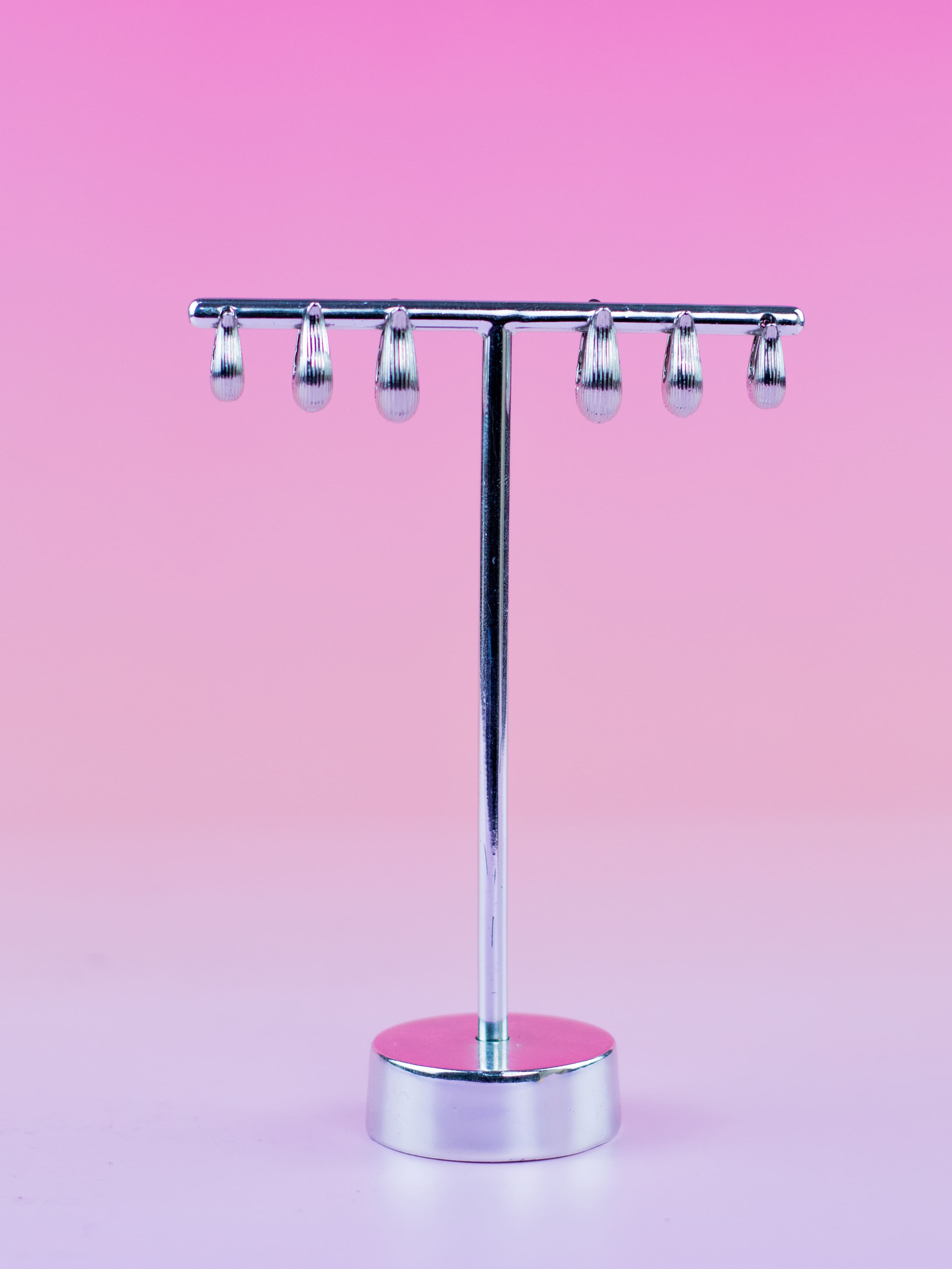 Brinco Trio de Argolinha de Gota Prata com Friso