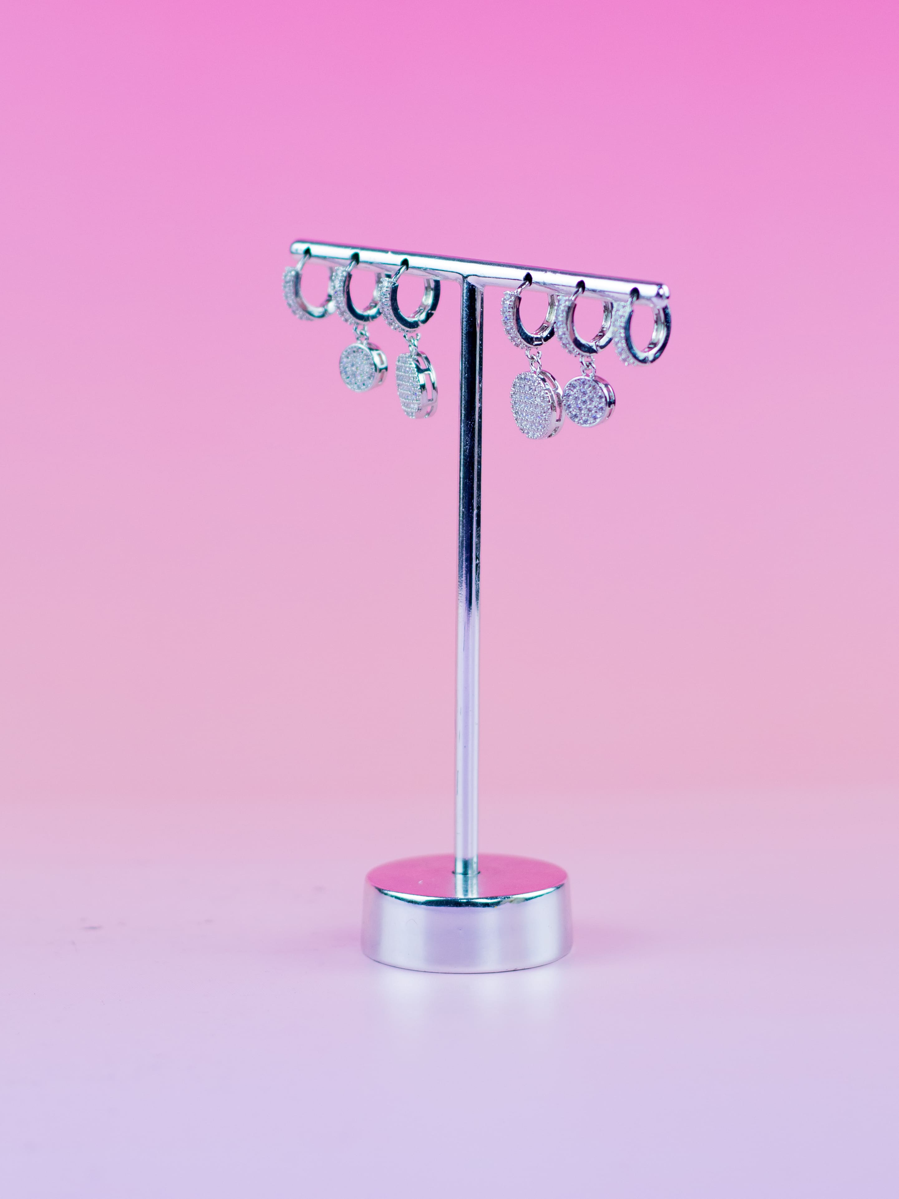 Brinco Trio de Argolinha Prata com Pingente de Bolinha de Zircônia