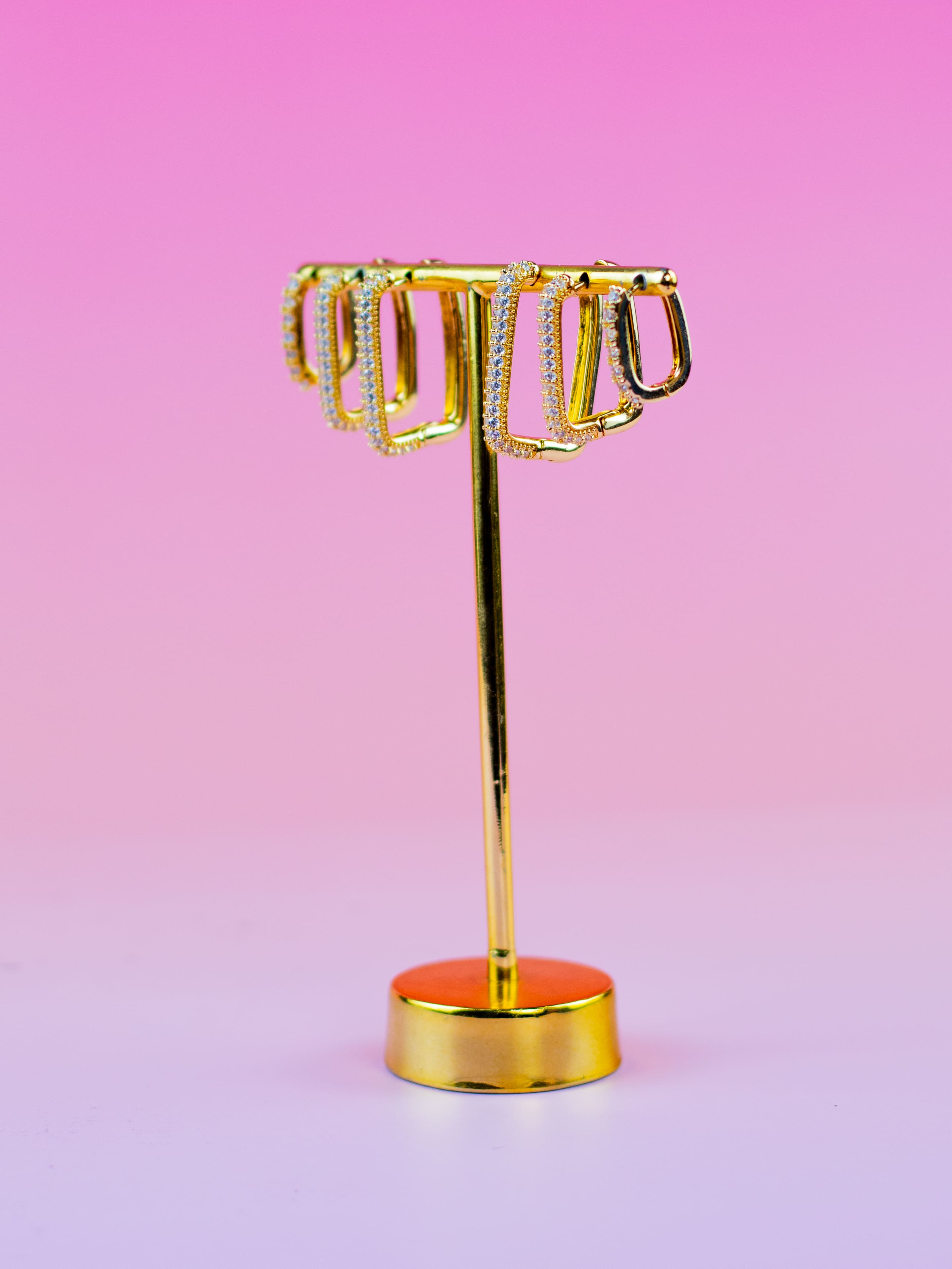 Brinco Trio de Argolinha Dourado com Zircônia