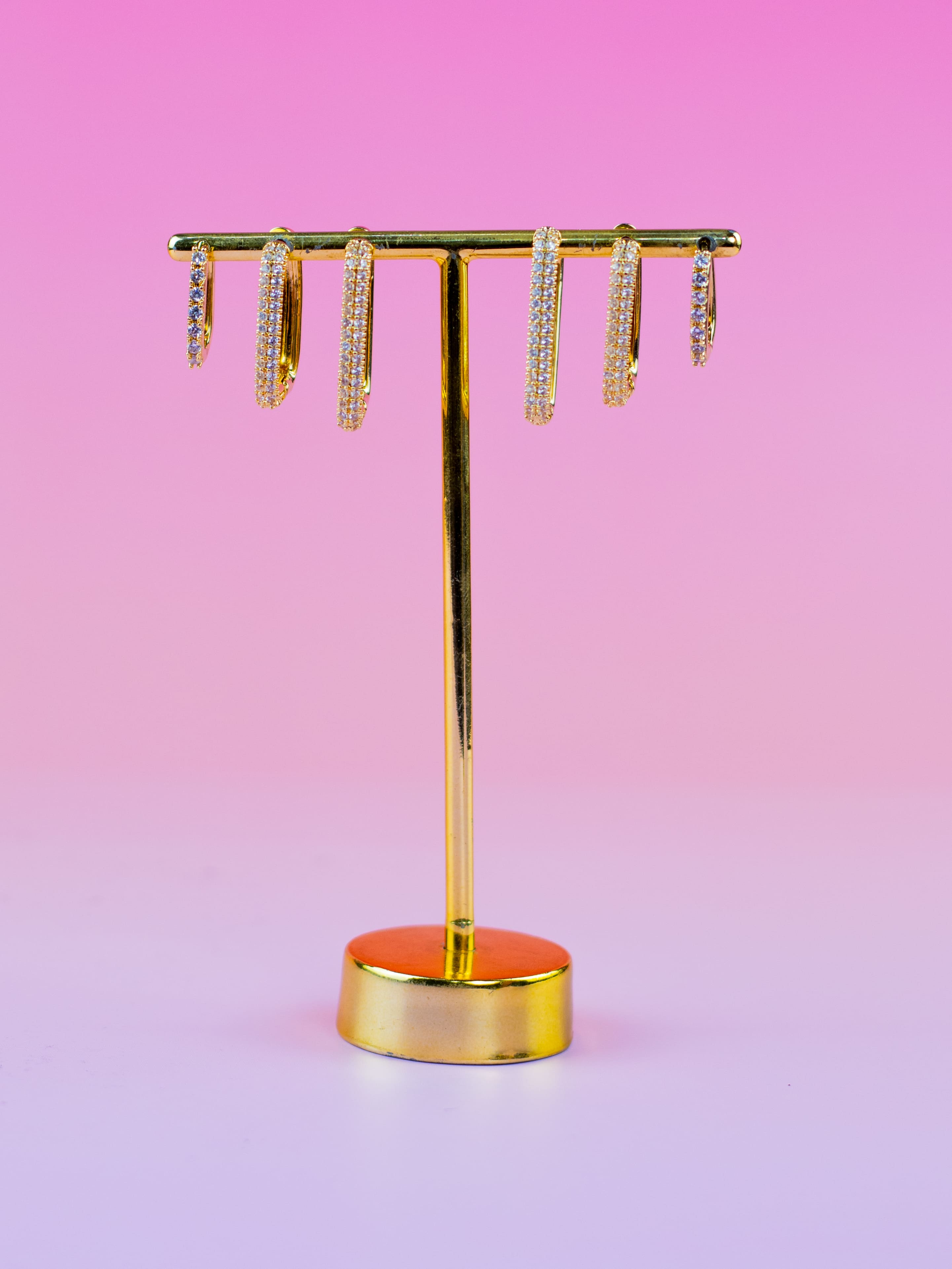 Brinco Trio de Argolinha Dourado com Zircônia