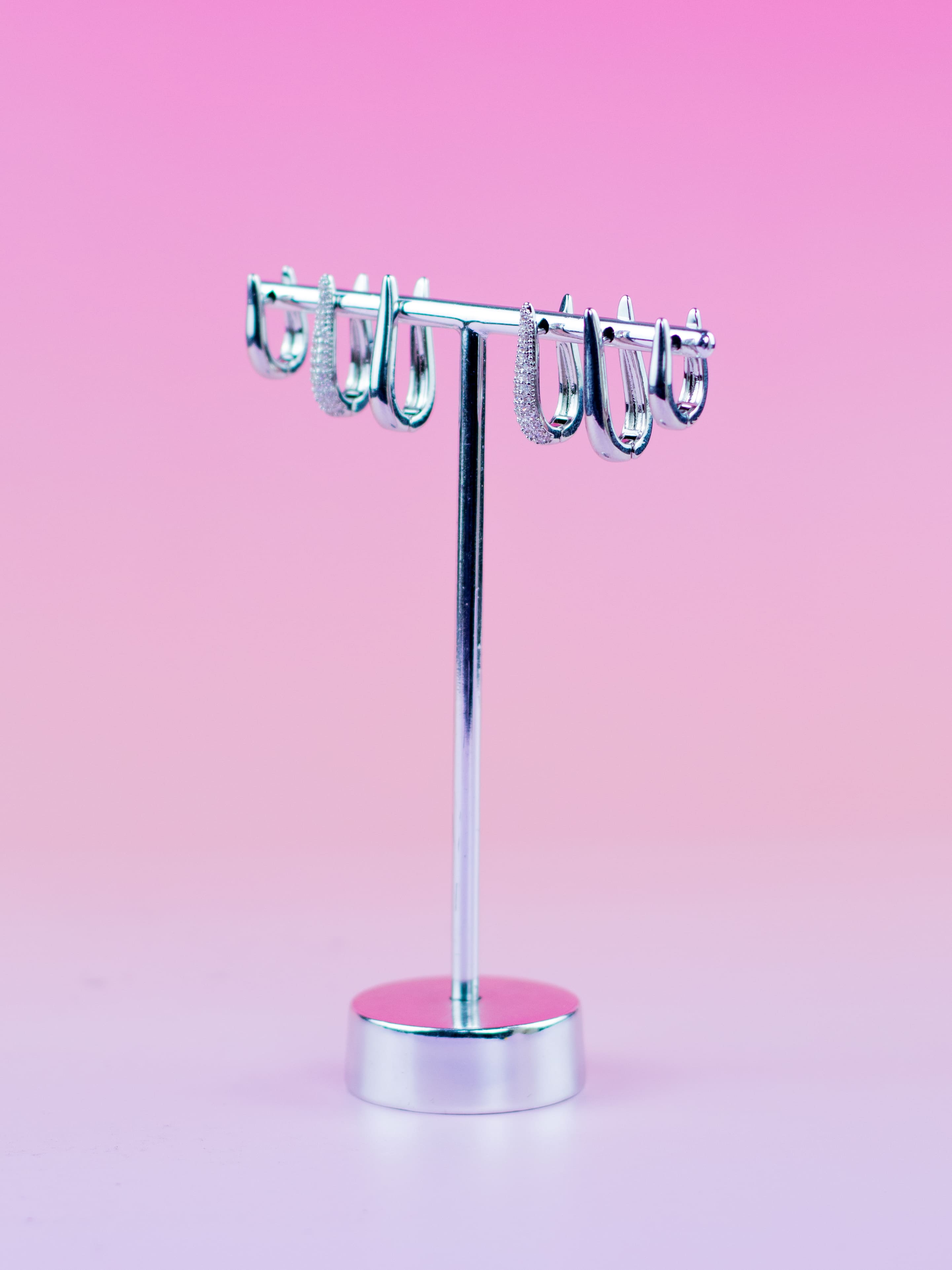 Brinco Trio de Argolinha Prata Lisa e Zircônia