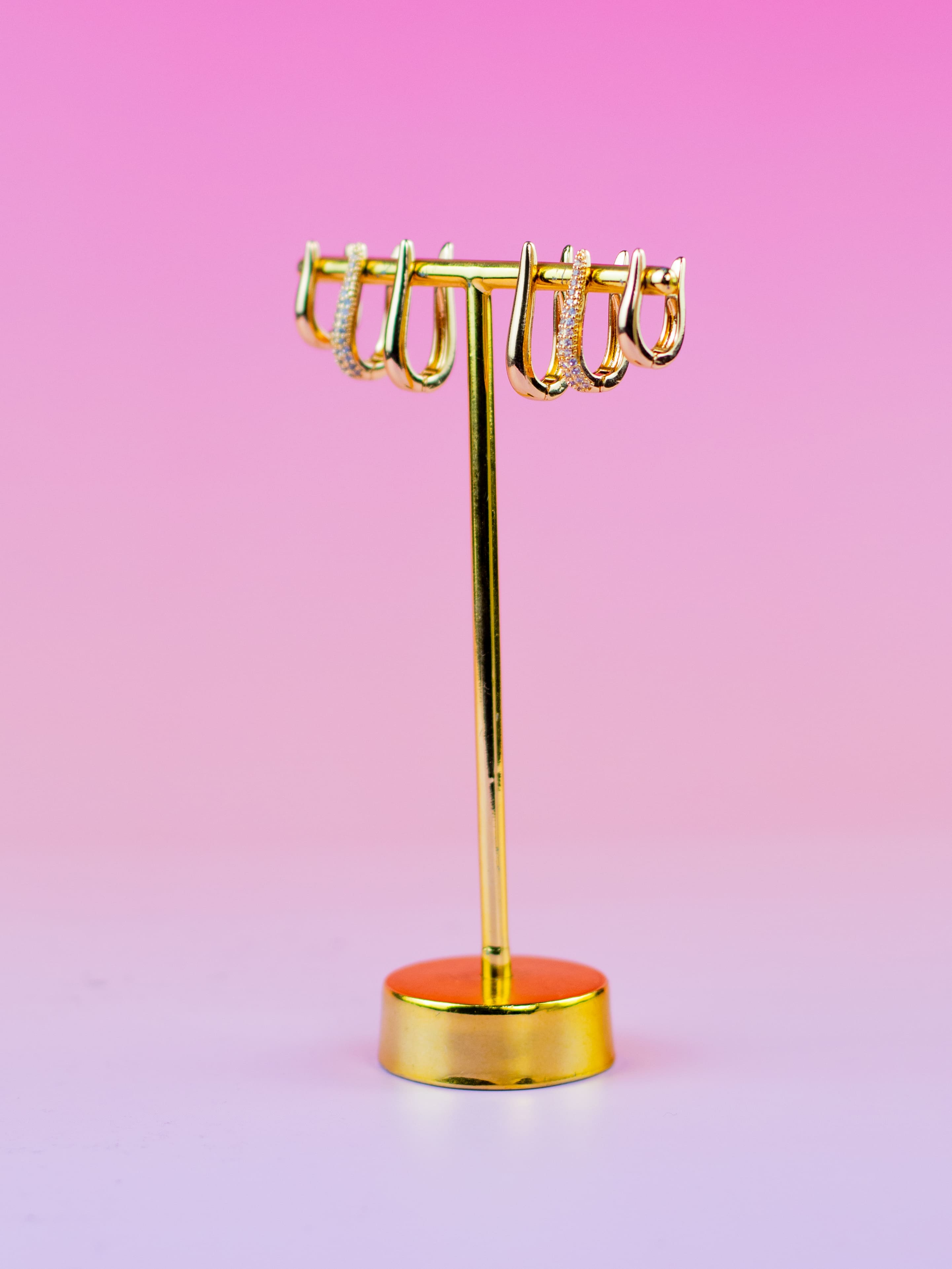 Brinco Trio de Argolinha Dourada Lisa e Zircônia