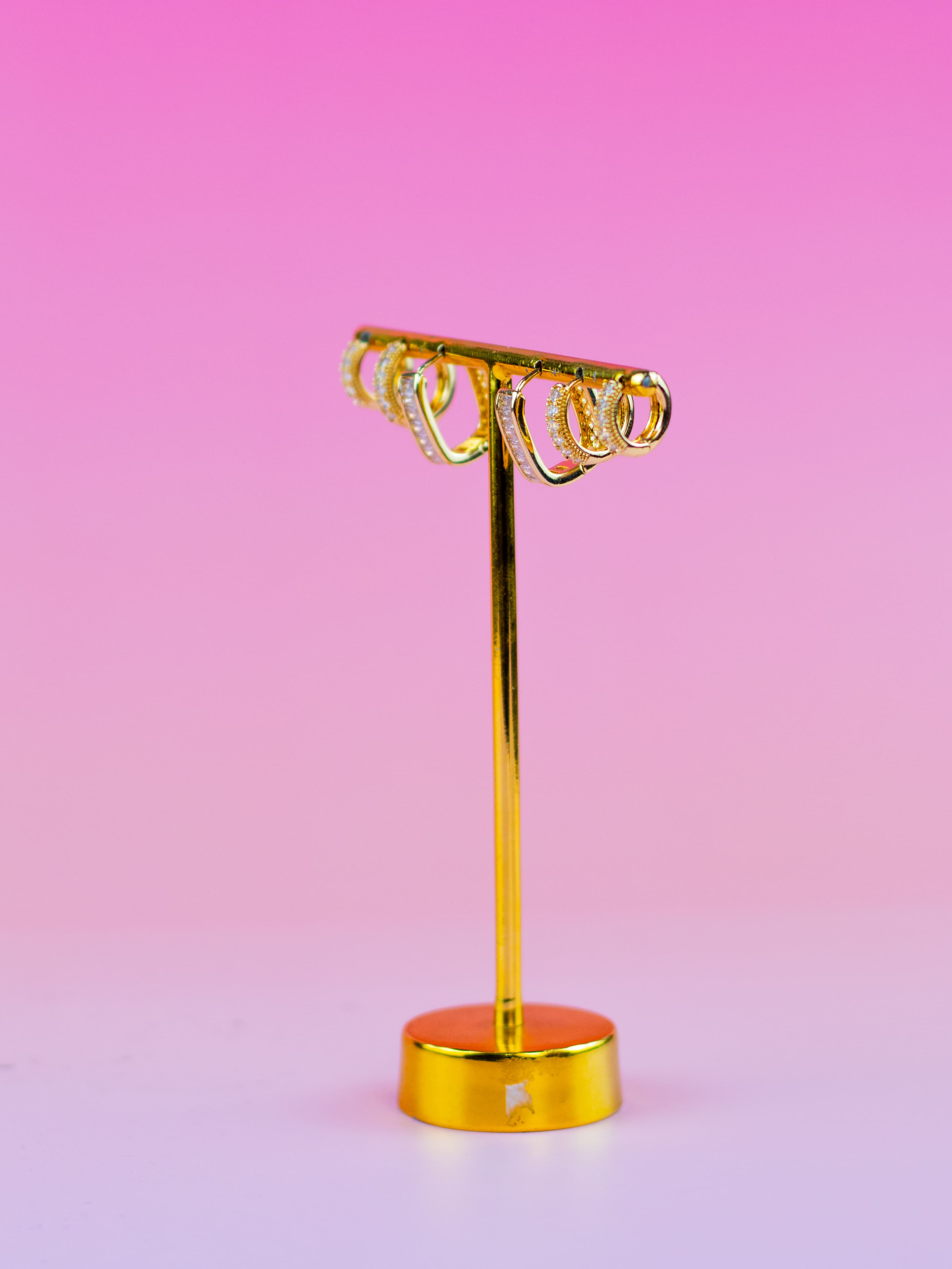 Brinco Trio Argolinha de Zircônia Dourado