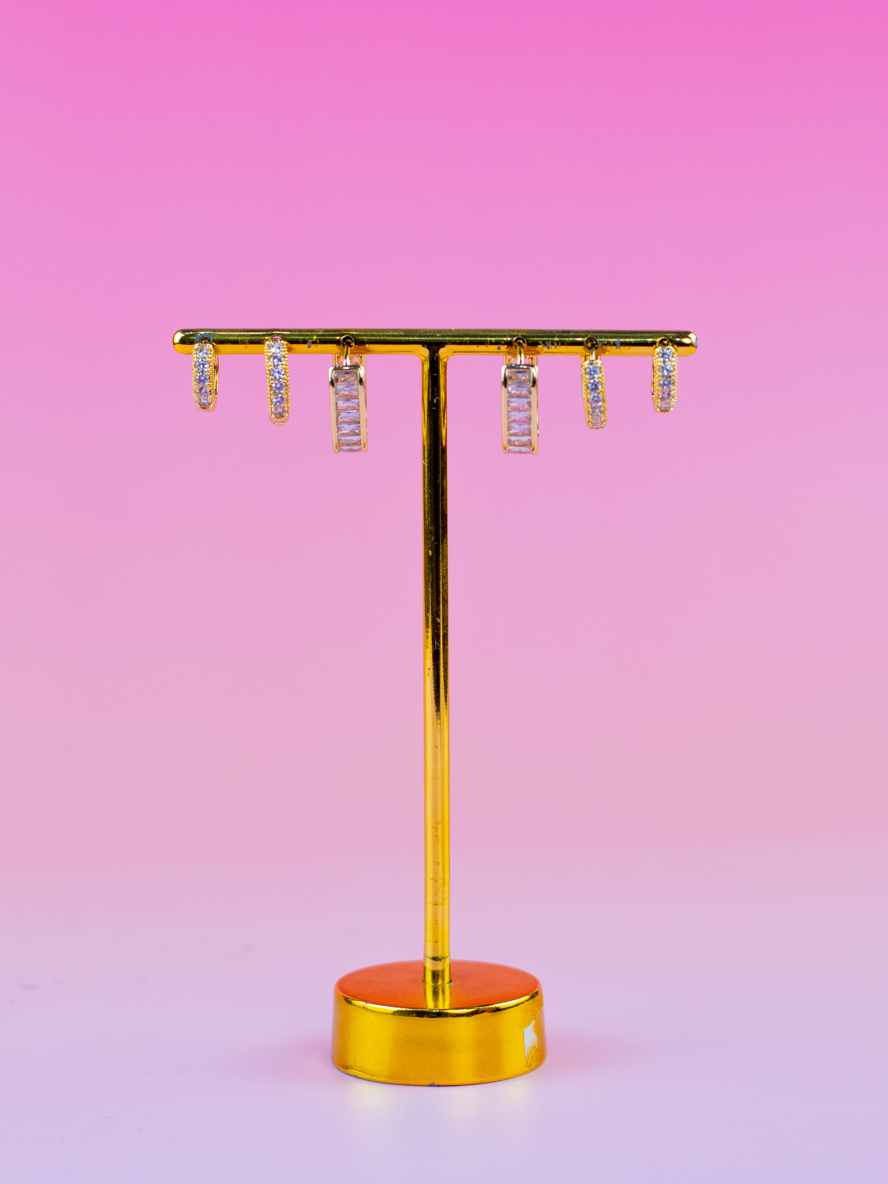 Brinco Trio Argolinha de Zircônia Dourado