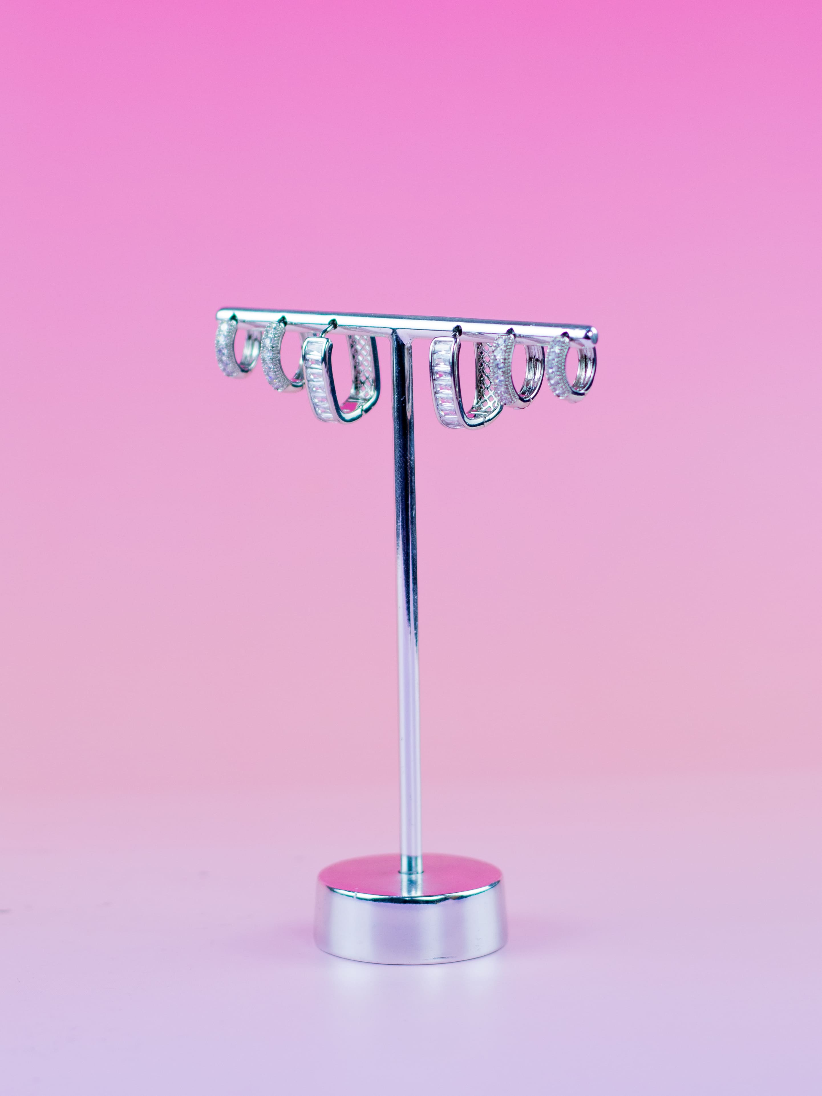 Brinco Trio Argolinha de Zircônia Prata