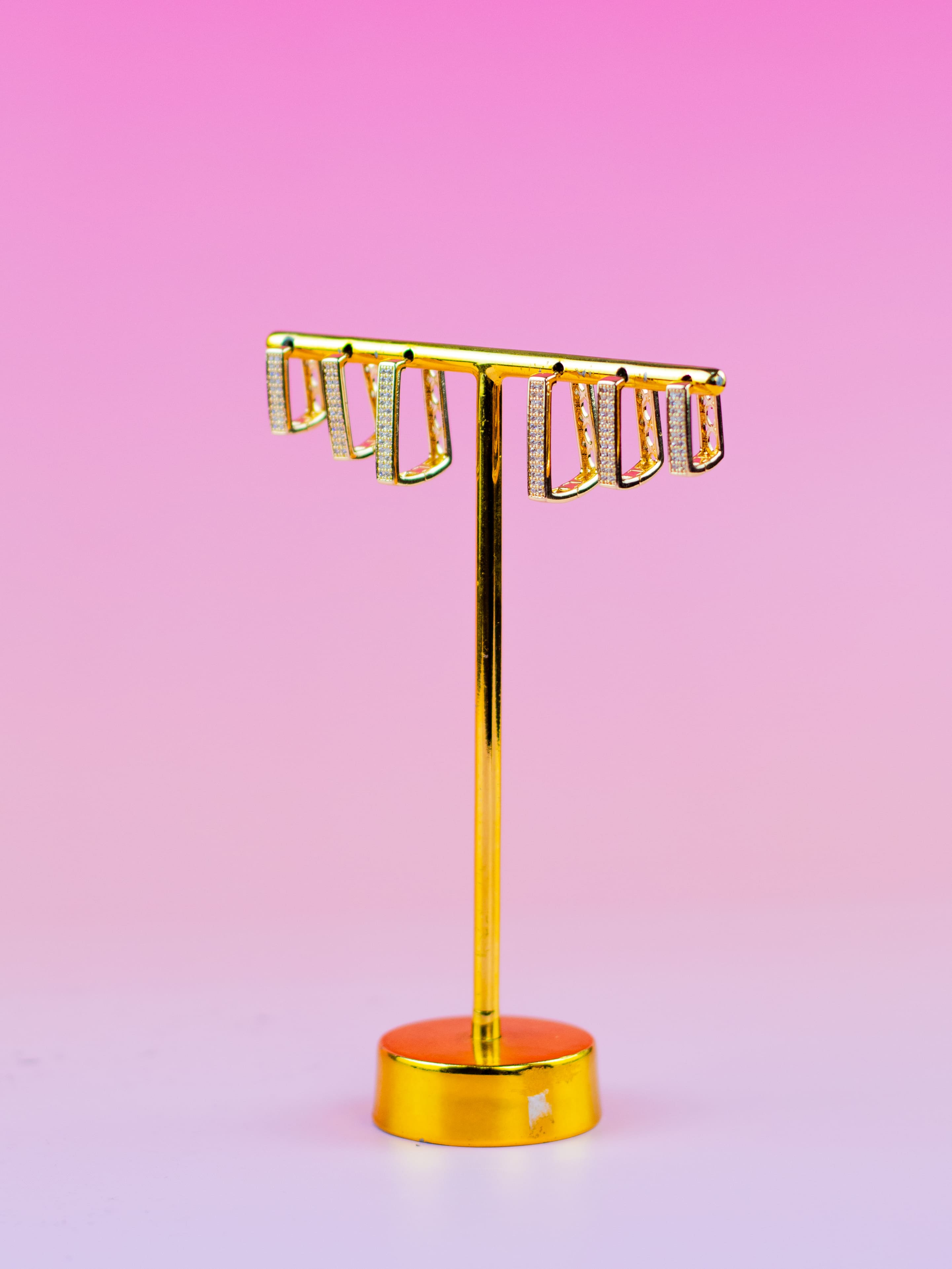 Brinco Trio de Argolinha Dourado com Zircônia Quadrada