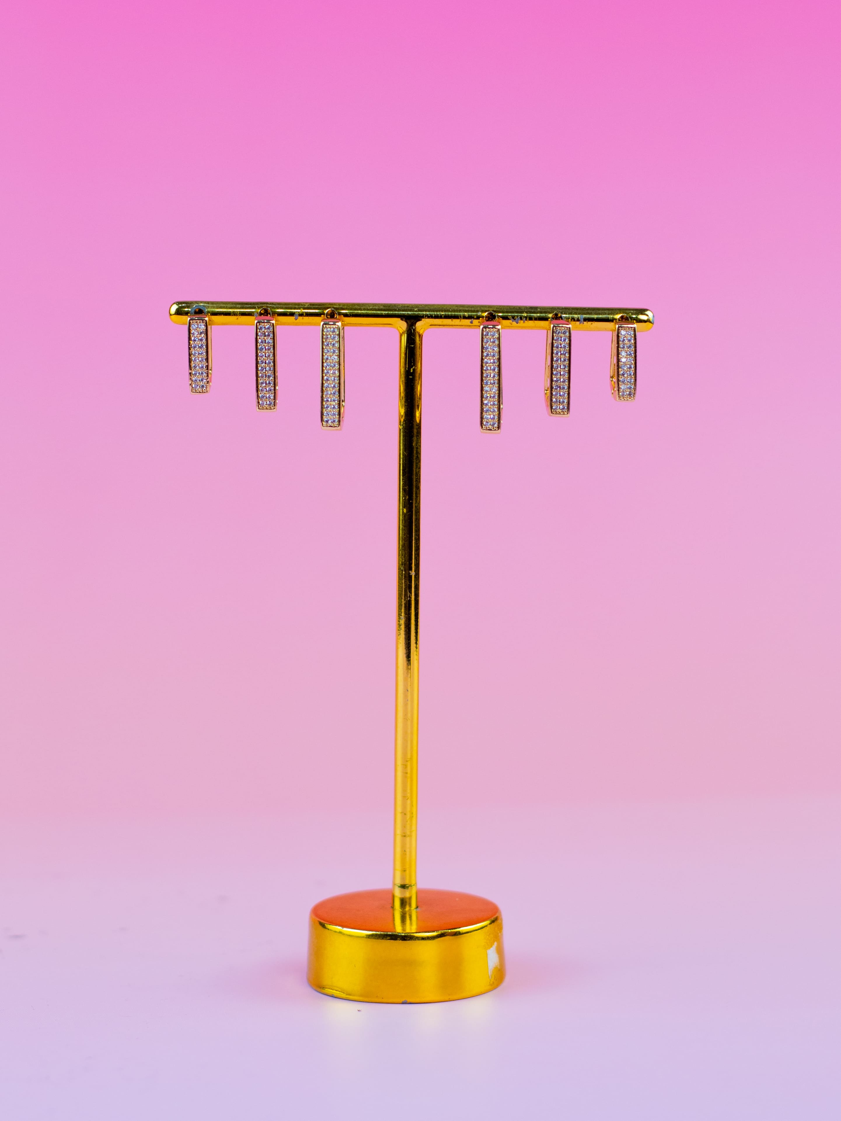 Brinco Trio de Argolinha Dourado com Zircônia Quadrada