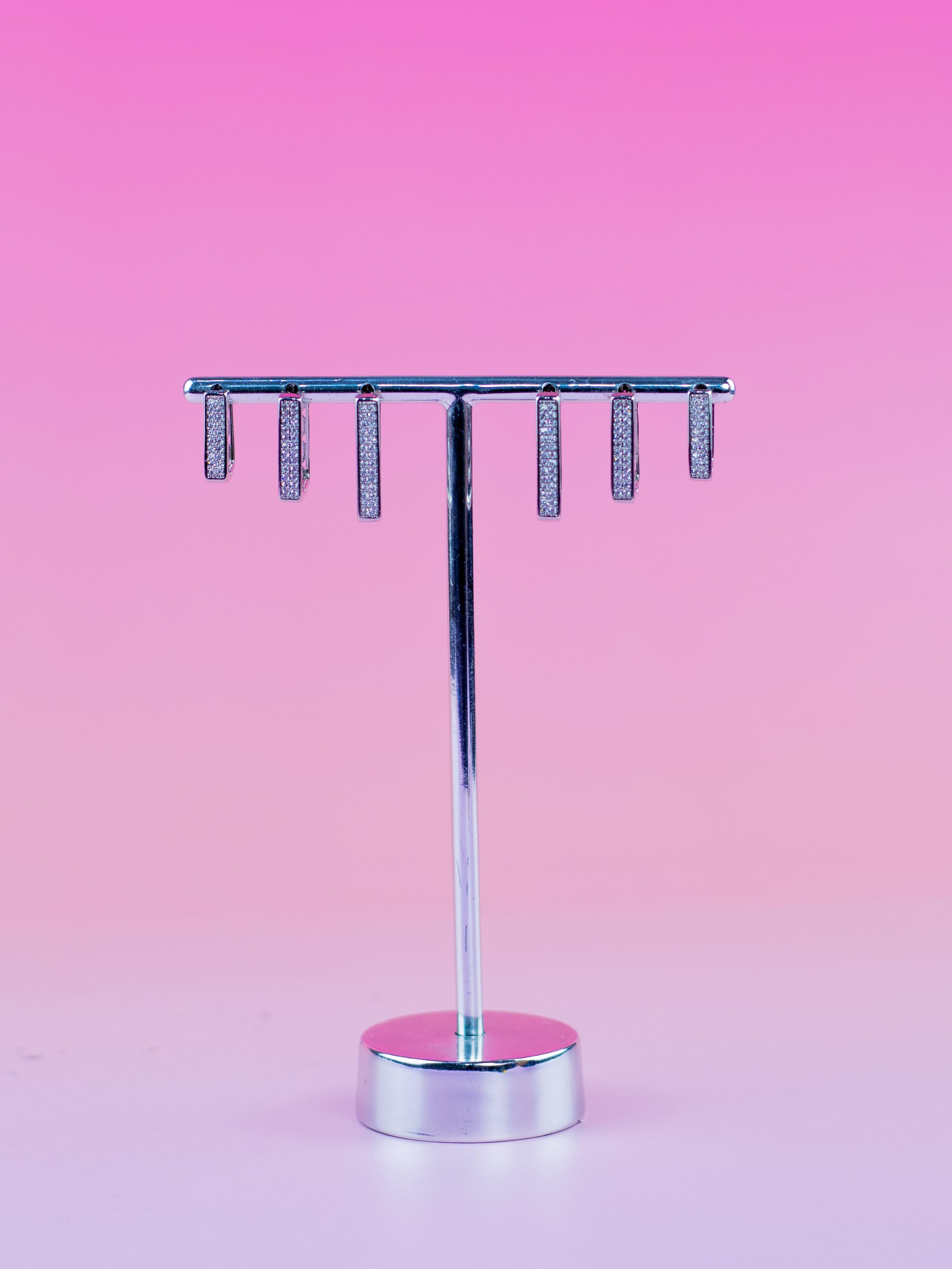 Brinco Trio de Argolinha Prata com Zircônia Quadrada