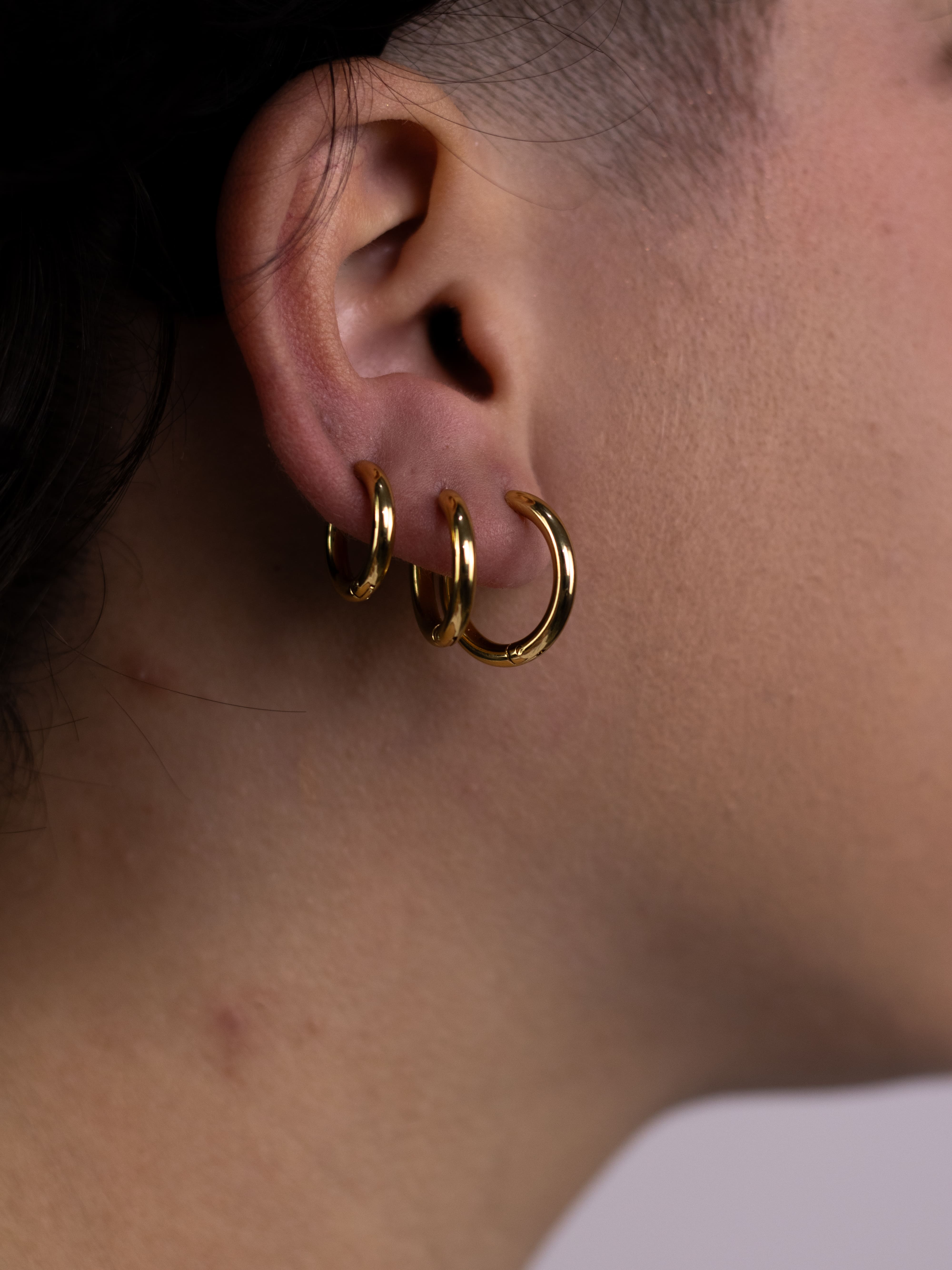 Brinco Trio de Argolinha Liso Dourado