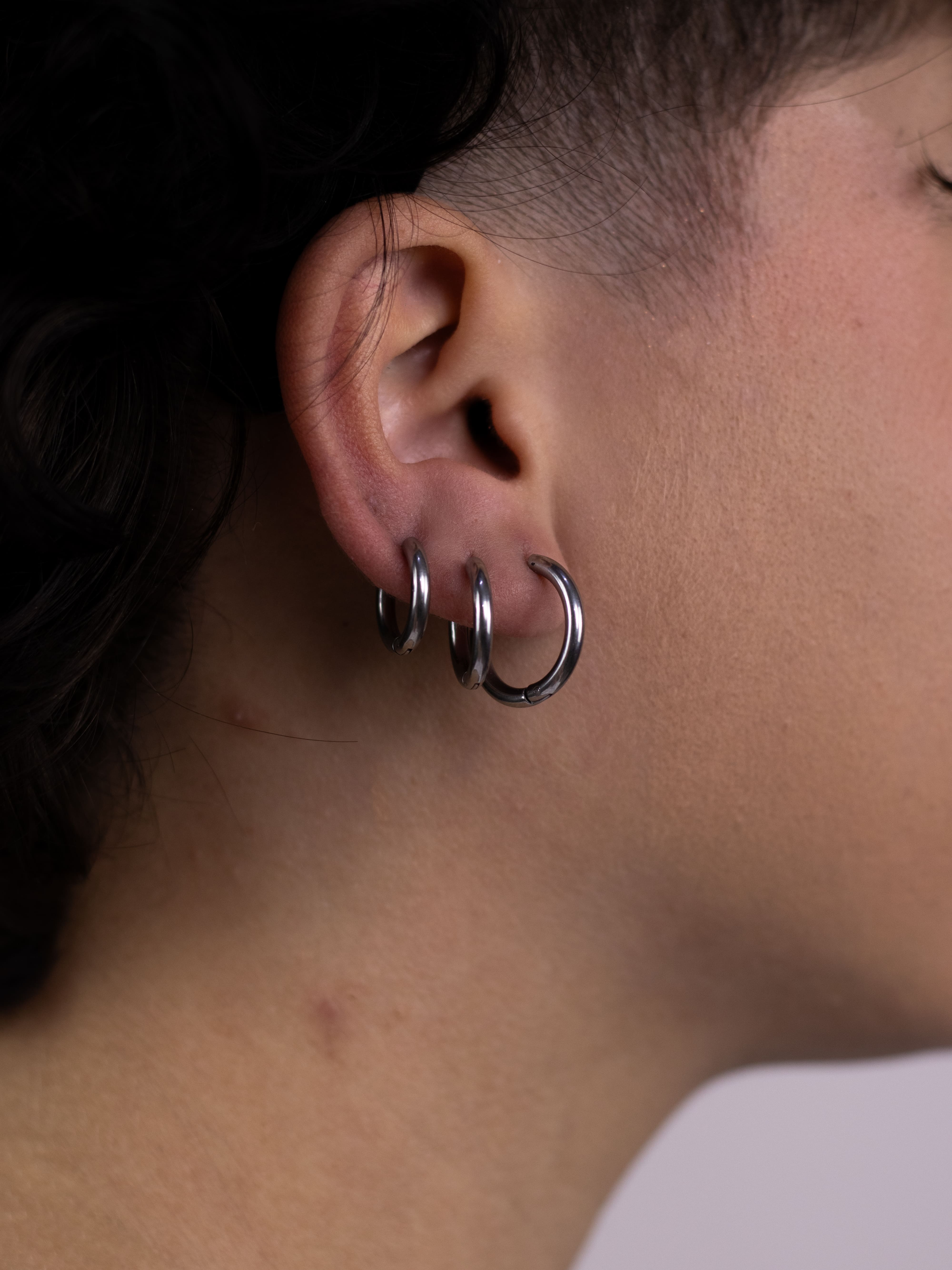 Brinco Trio de Argolinha Liso Prata