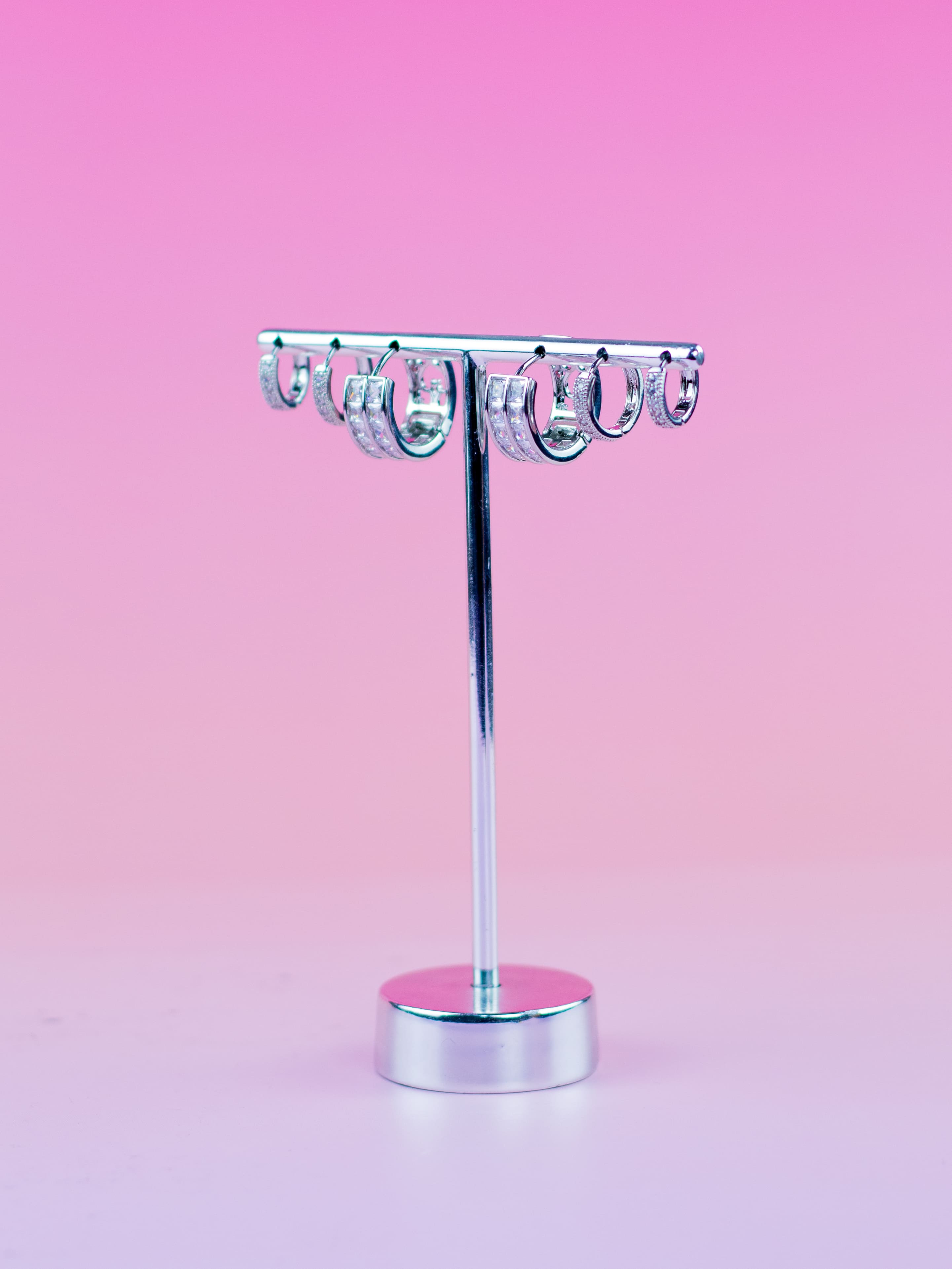 Brinco Trio de Argolinha Prata com Zircônia Dupla